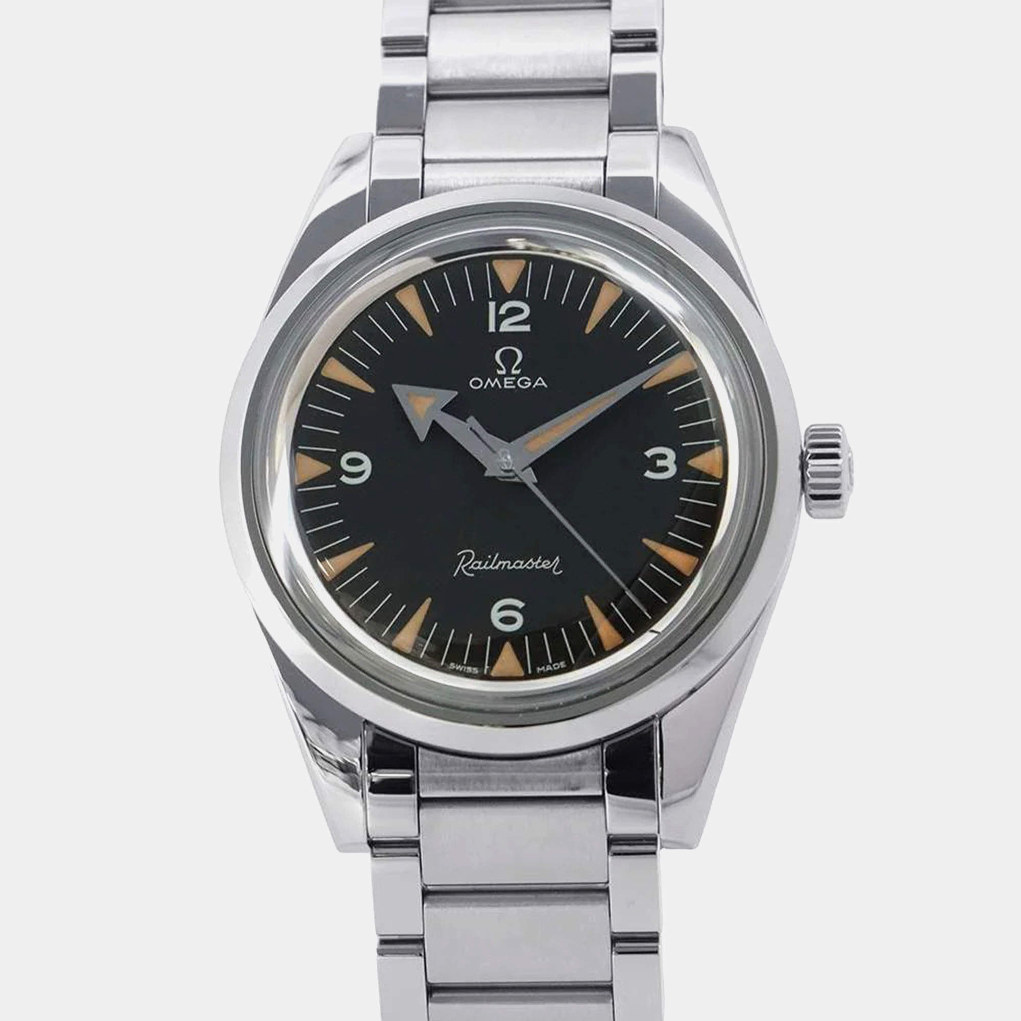 Omega Black Stainless Steel Seamaster 220.10.38.20.01.002 Automatic Men's Wristwatch 38 mm