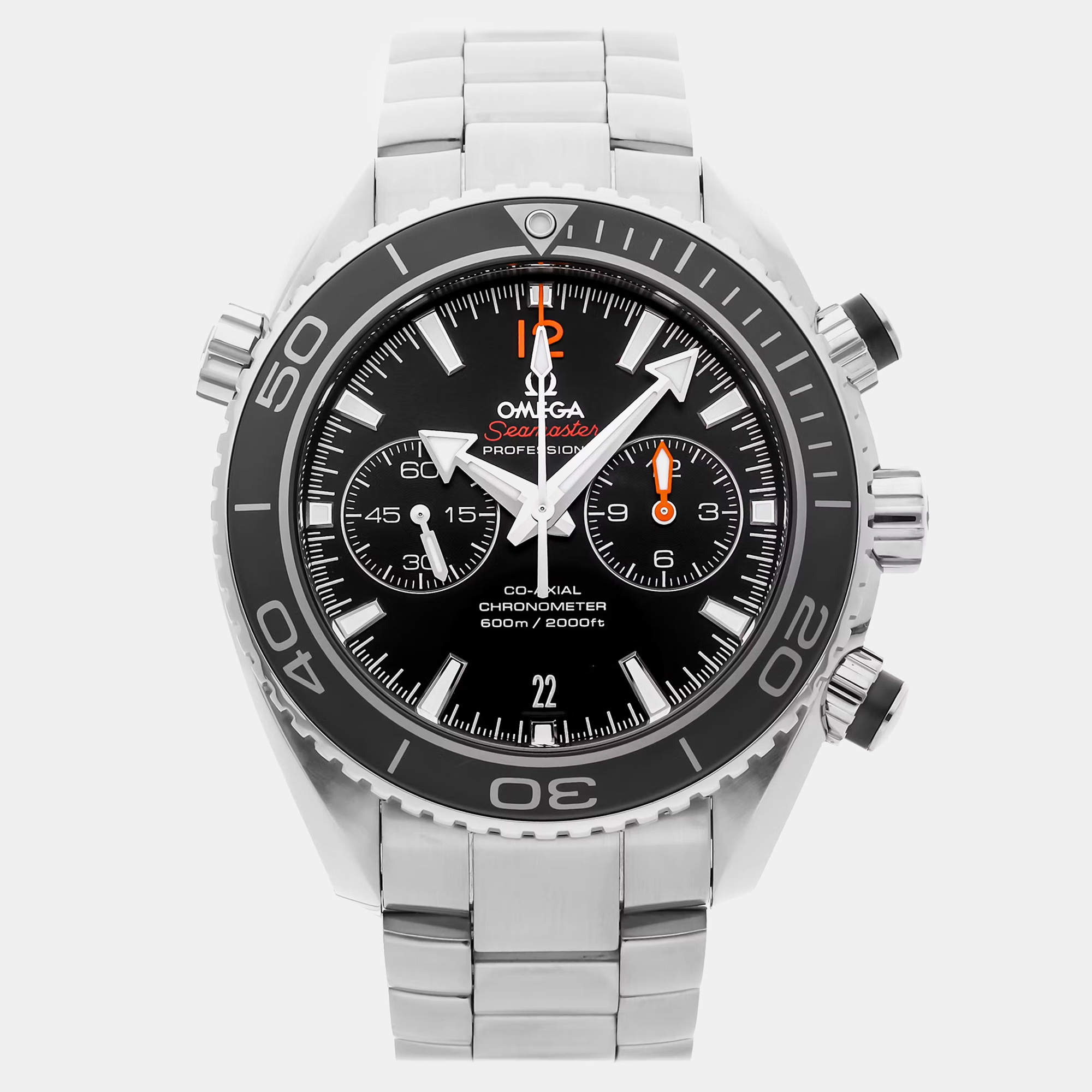 Pre-Owned Omega Black Dial Seamaster Planet Ocean 600M Chronograph Automatic  Men's Watch 45 mm
