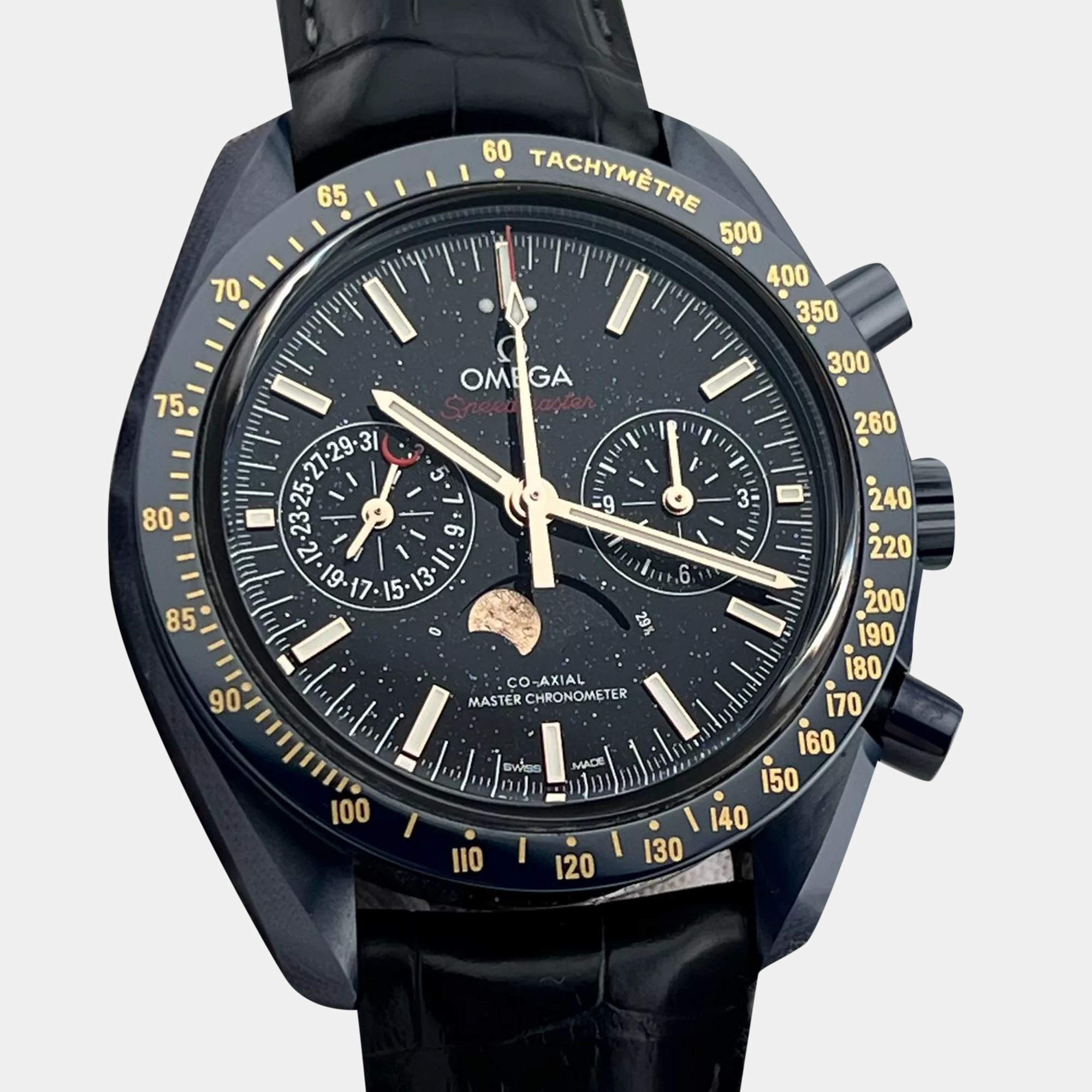 Omega Speedmaster Blue Ceramic AVENTURINE Leather Automatic  Men's Watch 44.25 mm  