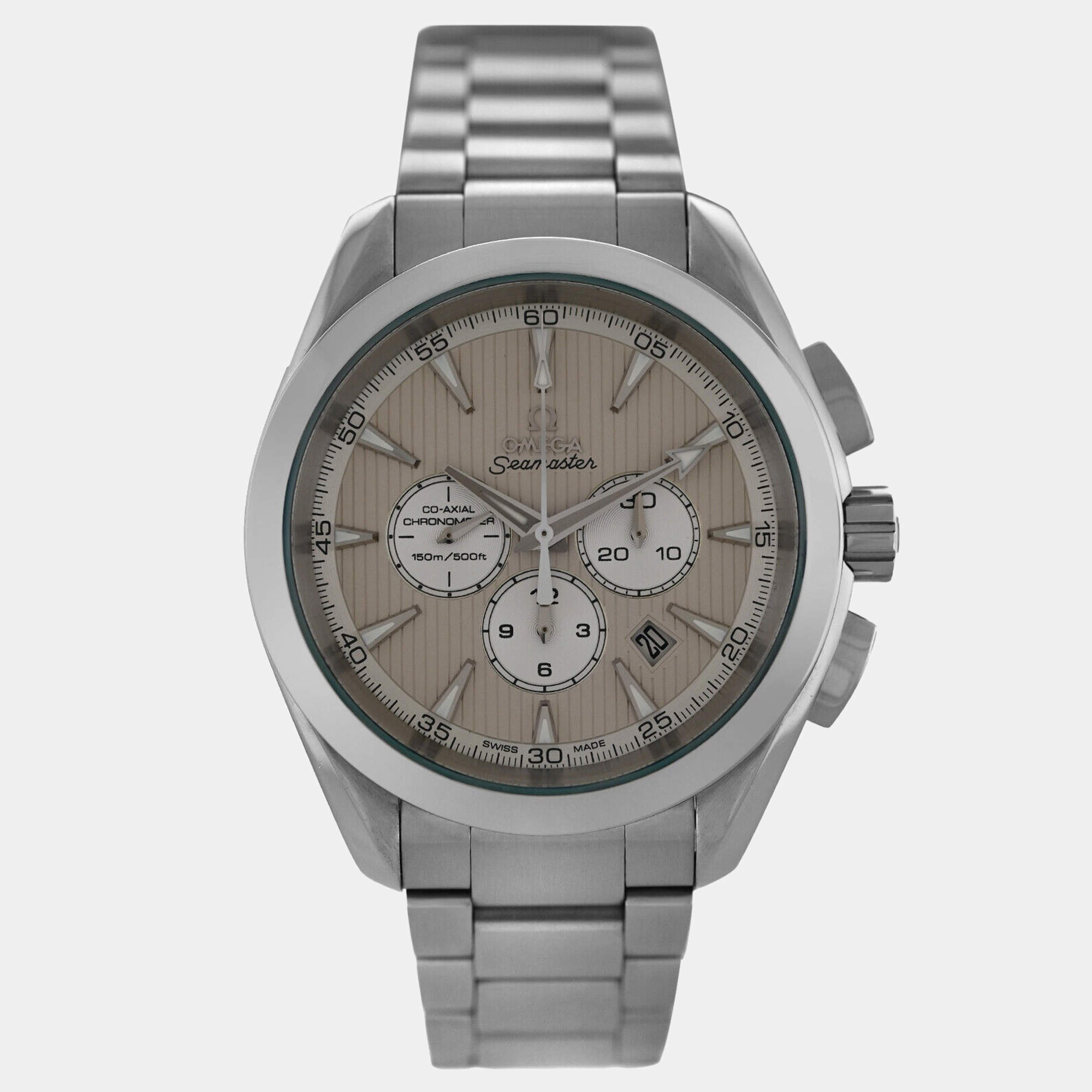 Omega Cream Stainless Steel Seamaster Aqua Terra 231.10.44.50.09.001 Automatic Men's Wristwatch 44 m
