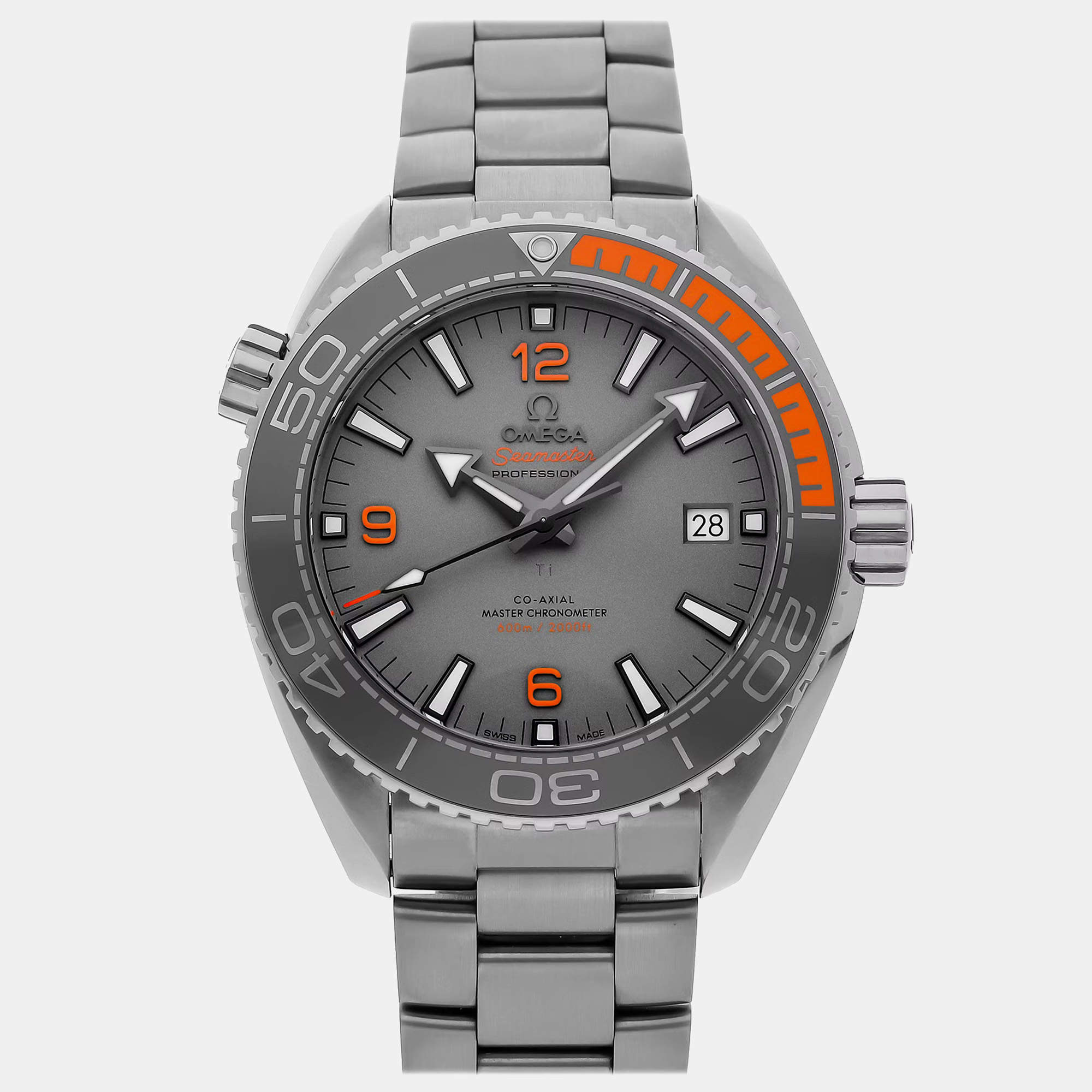 Pre Owned Omega Seamaster Planet Ocean 215.90.44.21.99.001 Automatic Grey Titanium Men’s Wristwatch 43 mm