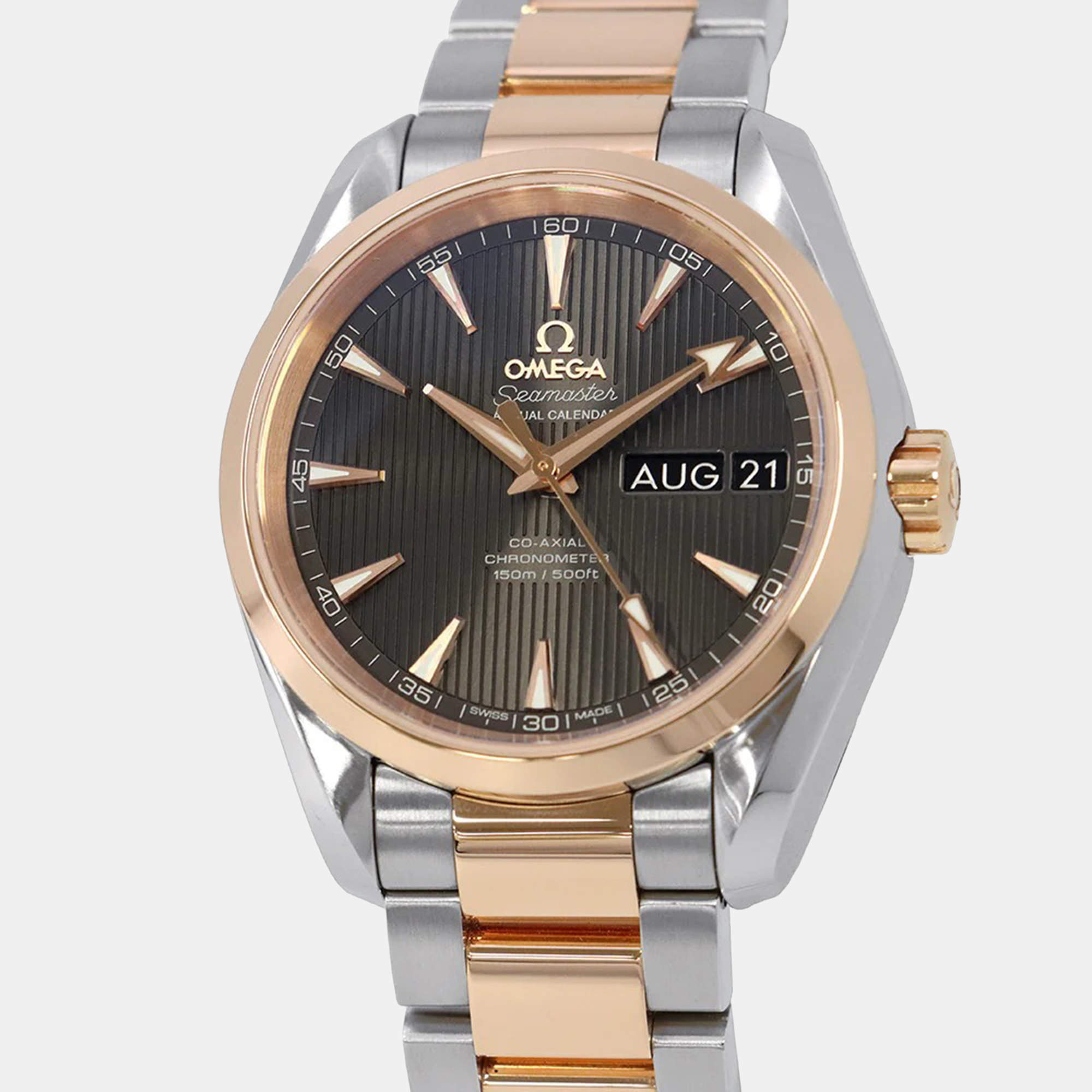 Pre Owned Omega Seamaster Aqua Terra 231.20.39.22.06.001 Automatic Grey 18k Rose Gold Stainless Steel Men's Wristwatch 38.5 mm