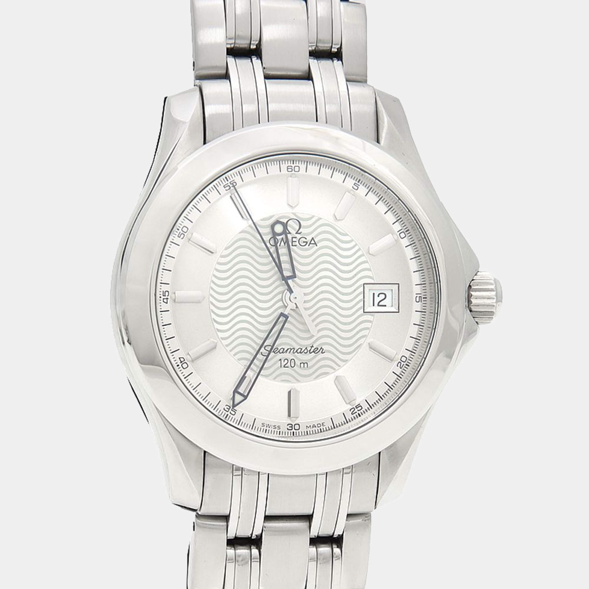 Pre Owned Omega Seamaster Quartz Stainless Steel Men's Wristwatch 35.5 mm