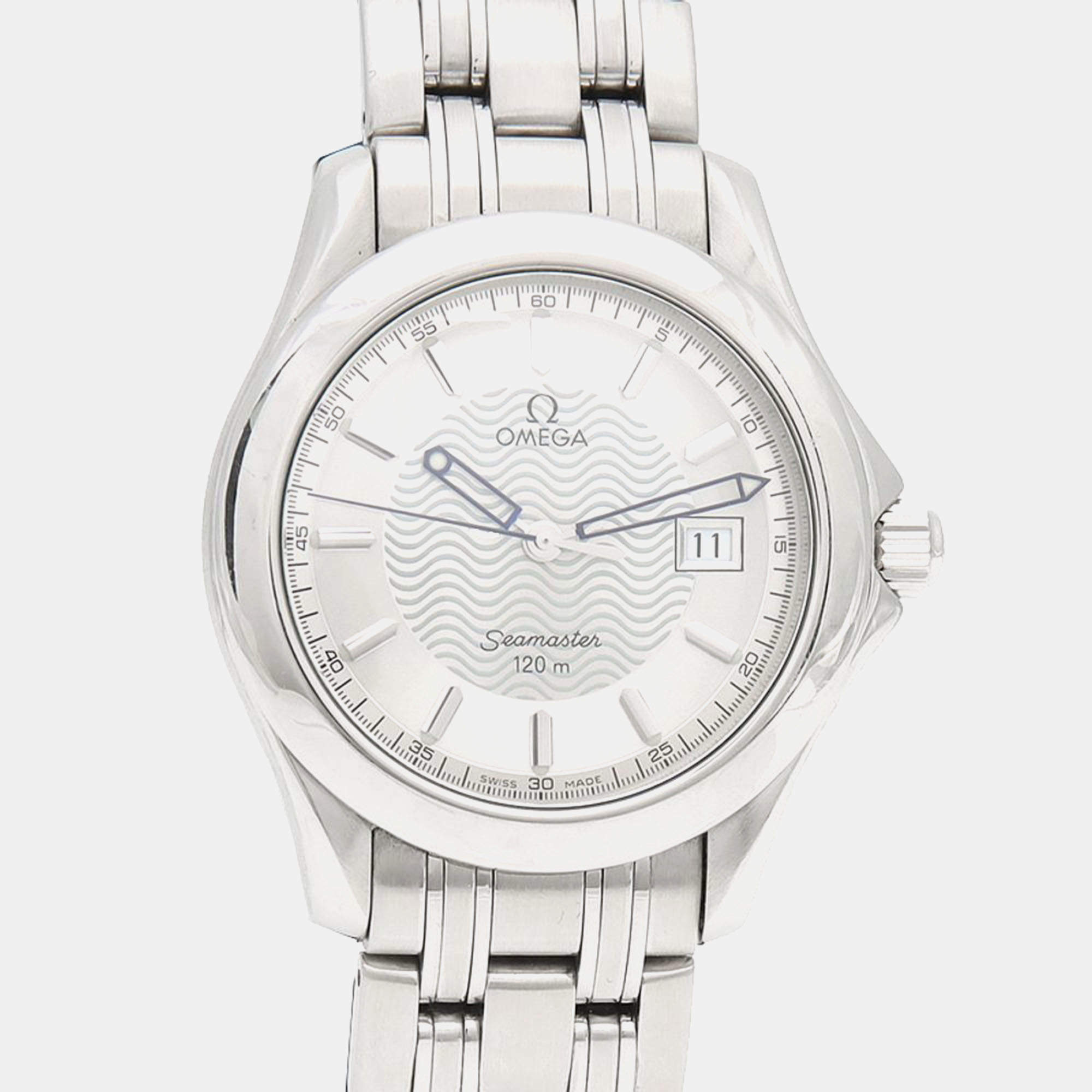 مملوكة مسبقًا ساعة يد رجالية أوميغا سيماستر كوارتز ستانلس ستيل 37 مم