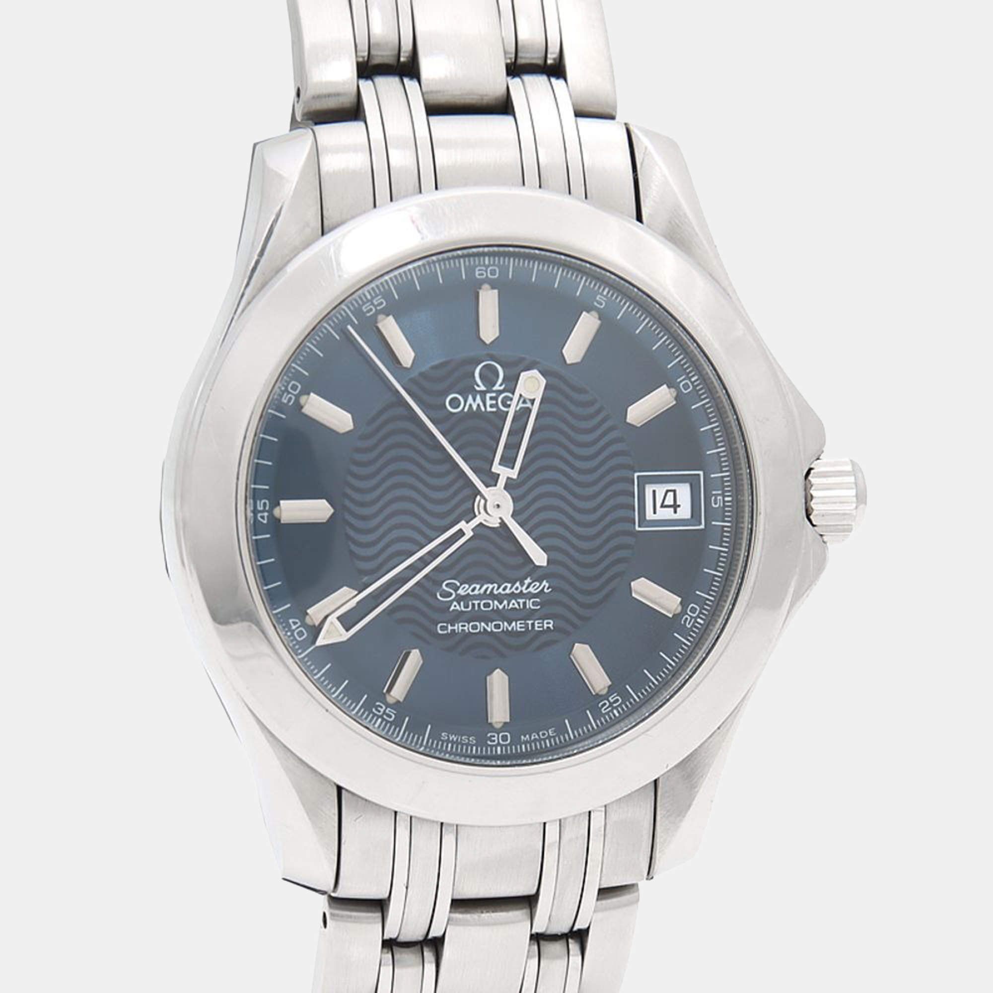 مملوكة مسبقًا ساعة يد رجالية أوميغا سيماستر أوتوماتيكية ستانلس ستيل 35.5 مم