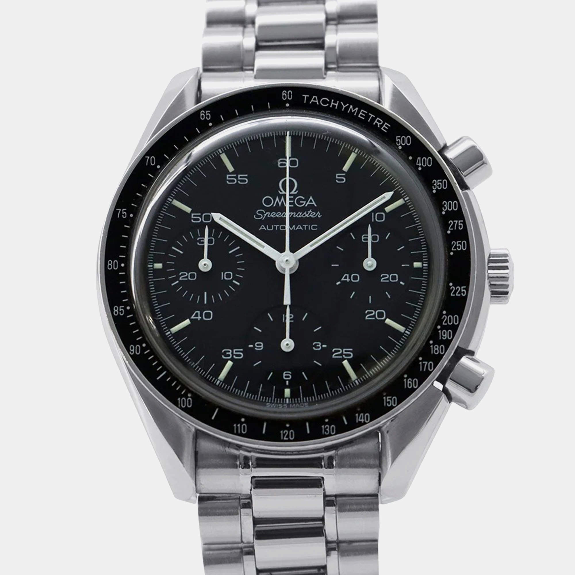 Pre Owned Omega Speedmaster 3510.5 Automatic Black Stainless Steel Men's Wristwatch 39 mm