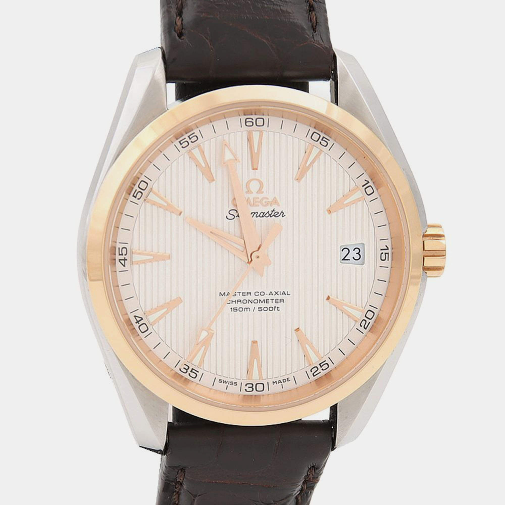 Pre Owned Omega Seamaster Aqua Terra Automatic Rose Gold Stainless Steel Men's Wristwatch 42 mm