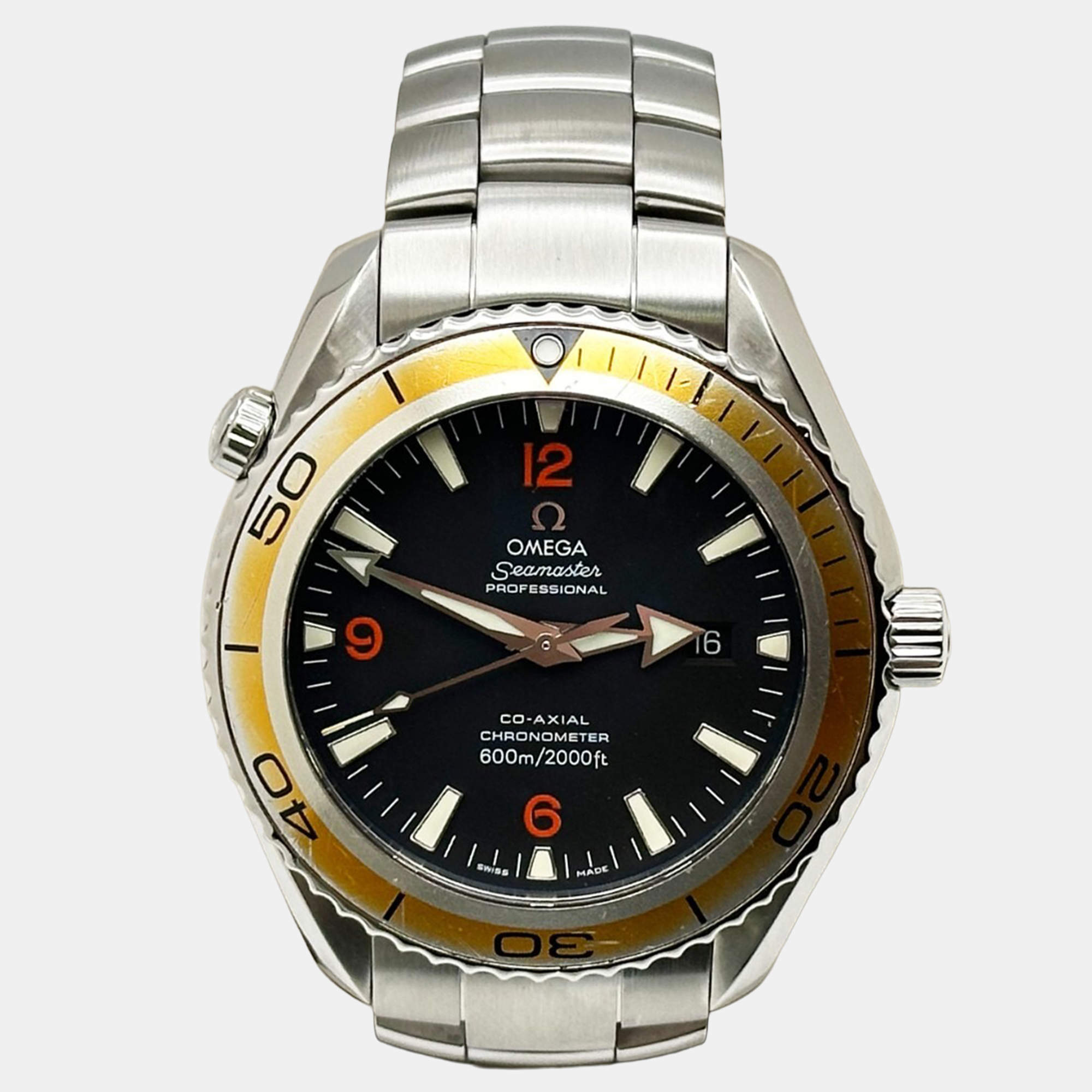 Pre Owned Omega Seamaster Planet Ocean 2909.50.83 Automatic Black Dial Stainless Steel Men's Wristwatch 42mm