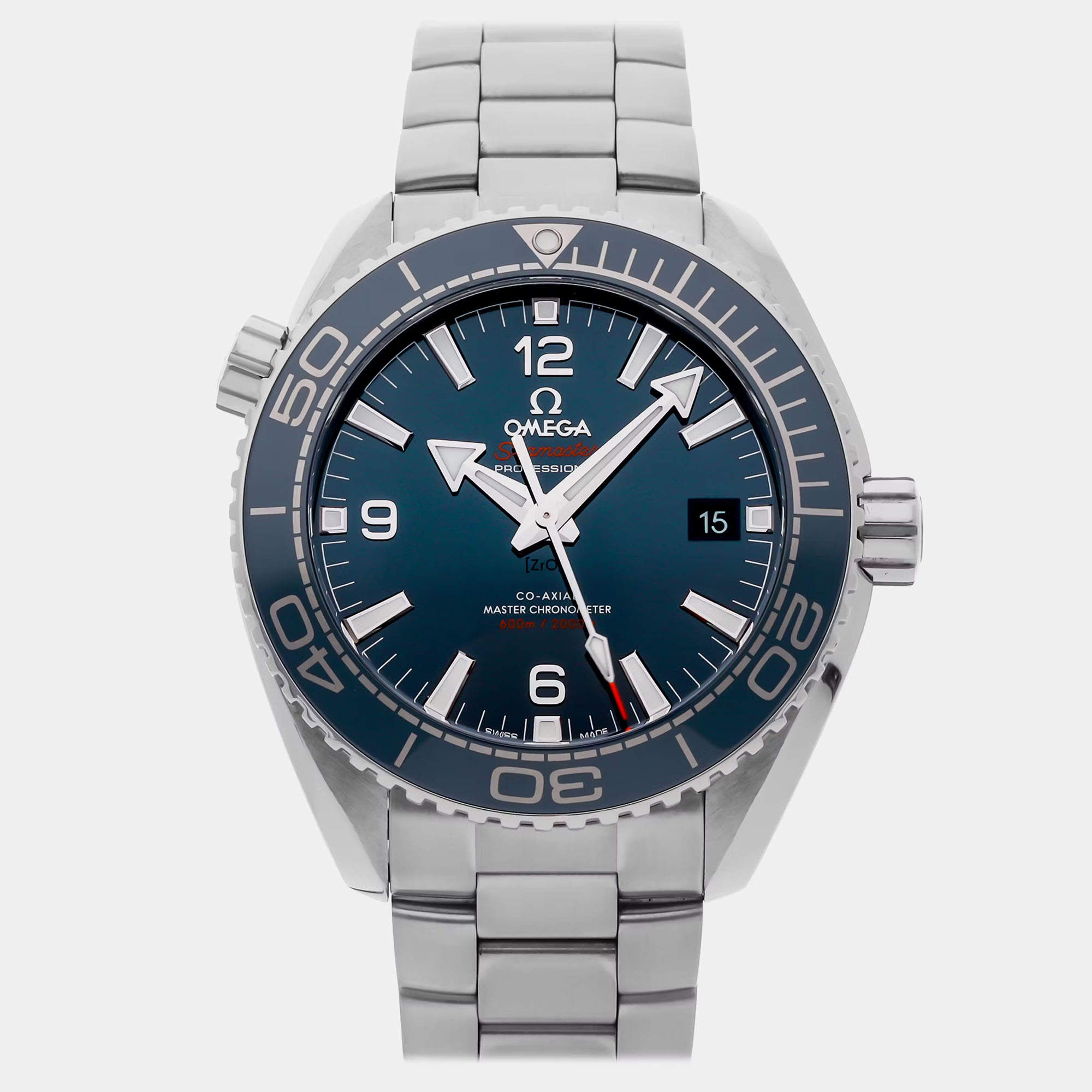 Pre Owned Pre-Owned Omega Seamaster Planet Ocean 600M 215.30.44.21.03.001 Blue Automatic Stainless Steel Men's Wristwatch 43 mm