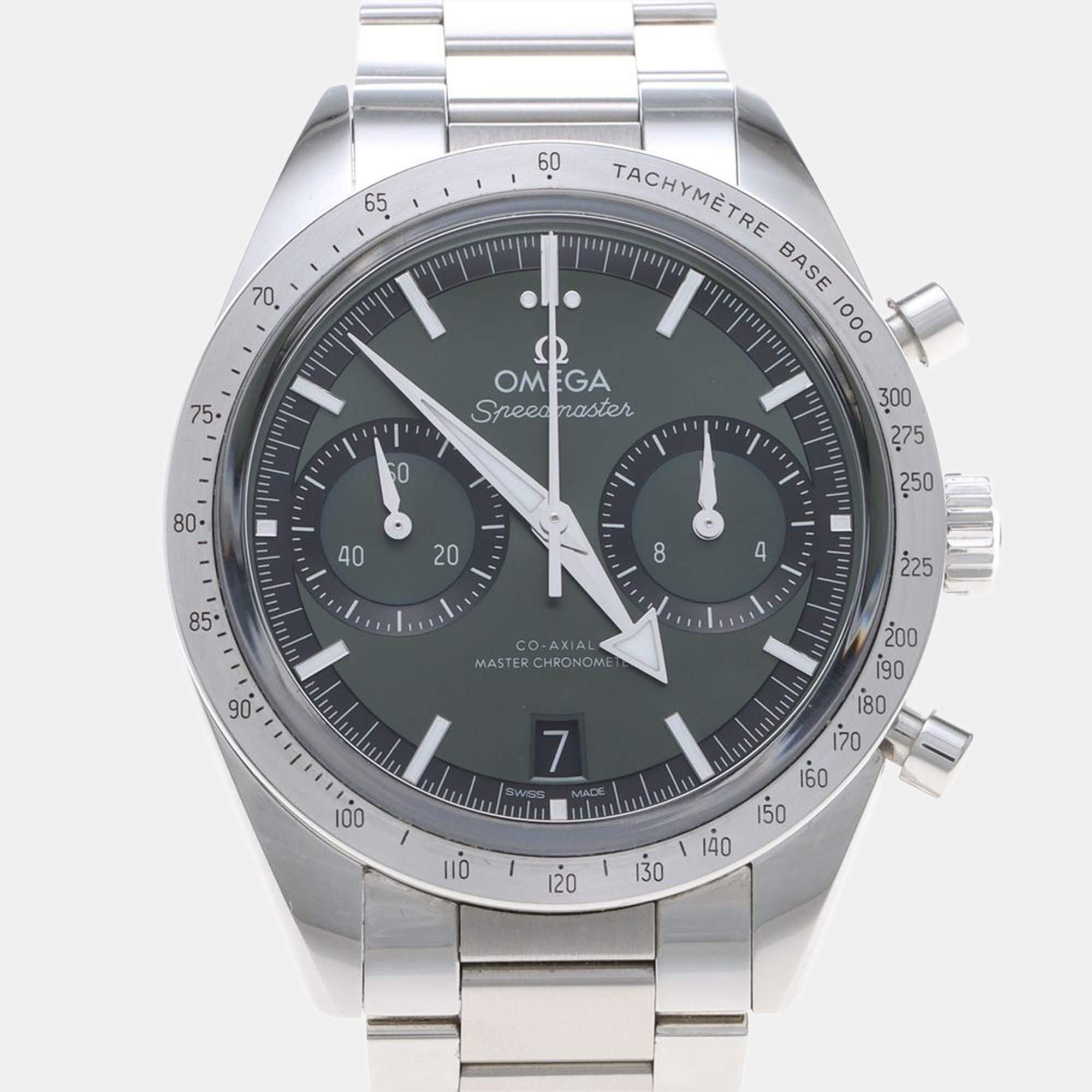 Pre Owned Omega Speedmaster 57 Chronograph 332.10.41 Automatic Grey Stainless Steel Men's Wristwatch 41mm