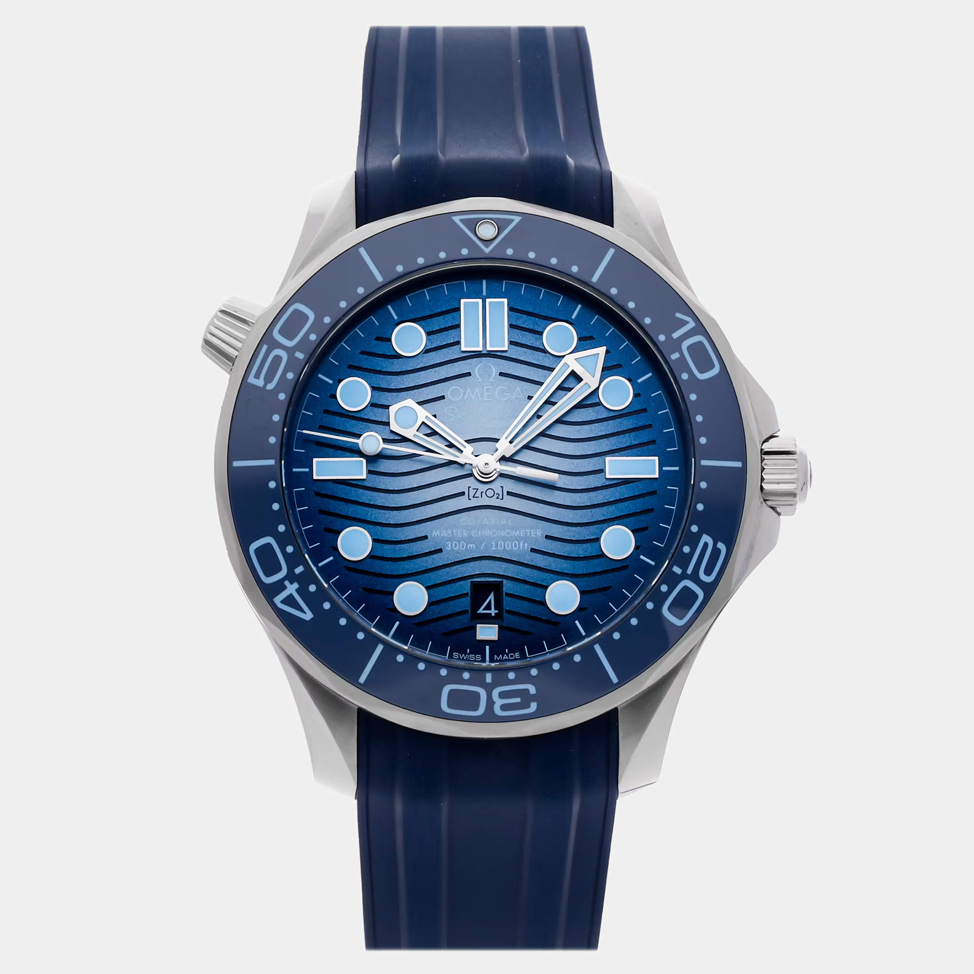 مملوكة مسبقًا Pre-Owned Omega Seamaster Diver 300M 210.32.42.20.03.002 Blue Automatic Stainless Steel Men's Wristwatch 42 MM