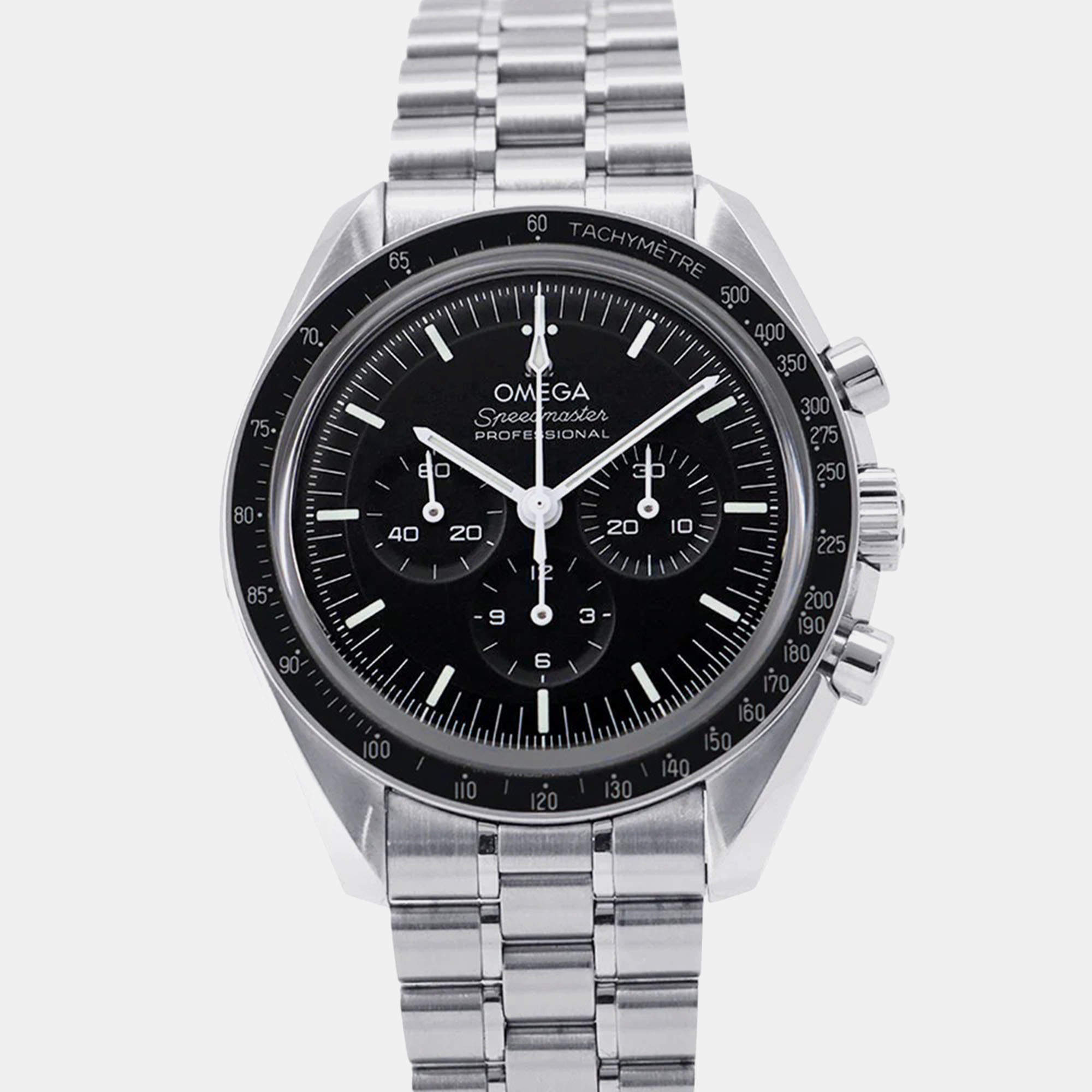 مملوكة مسبقًا Omega Speedmaster Moonwatch 310.30.42.50.01.002 Manual Winding Black Stainless Steel Men's Wristwatch 42 mm