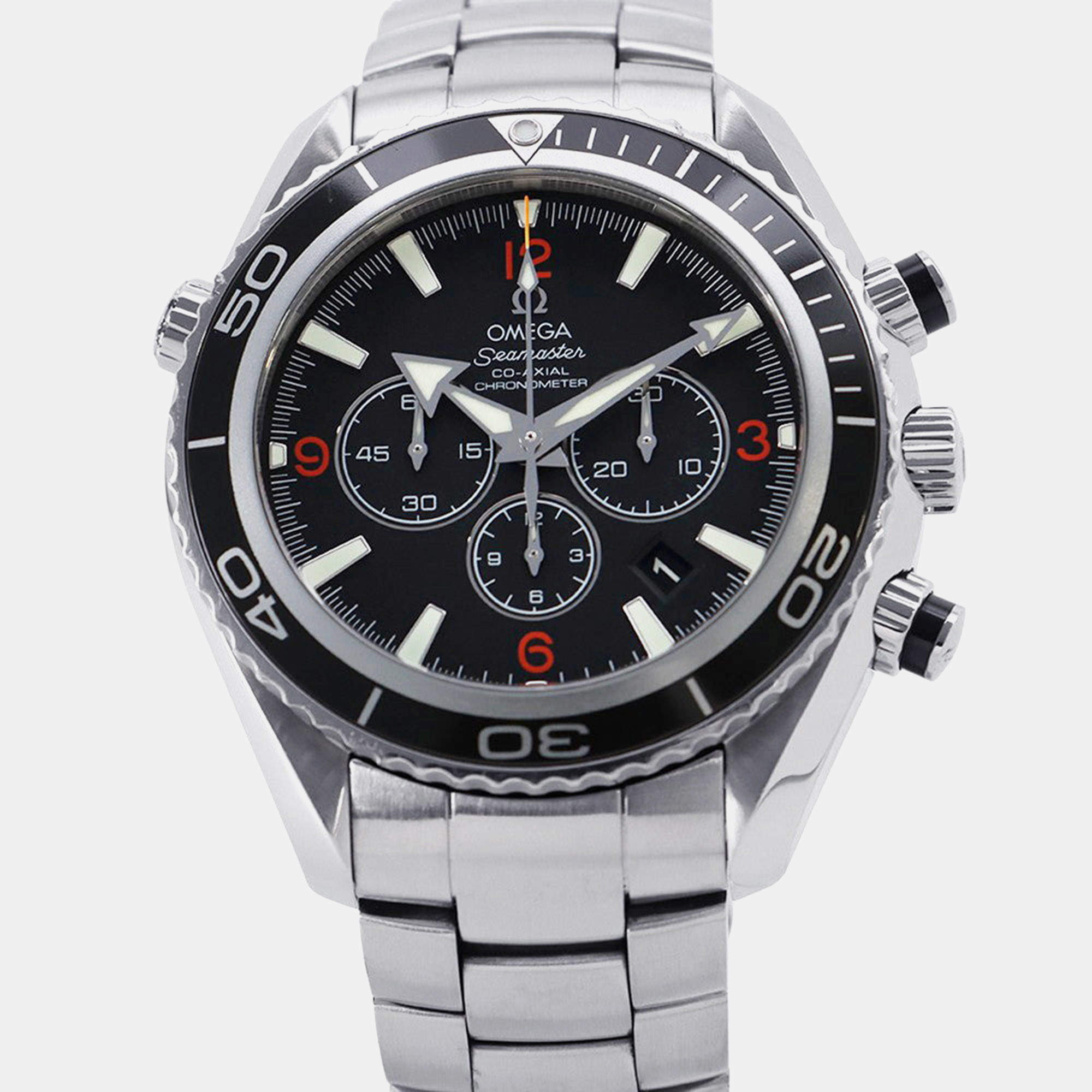مملوكة مسبقًا Omega Seamaster Planet Ocean 2210.50 Automatic Black Stainless Steel Men's Wristwatch 45.5 mm