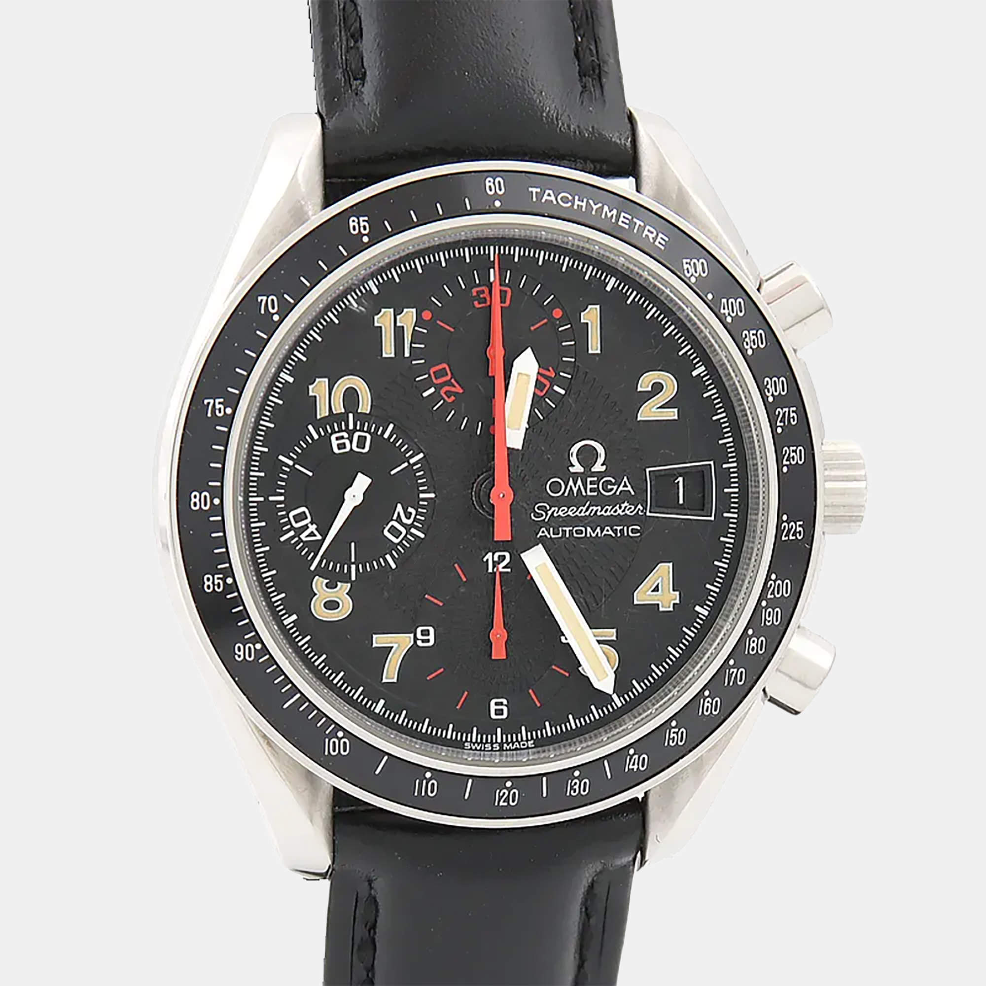 Pre Owned Omega Speedmaster 3513.53.00 Black Stainless Steel Automatic Men Wristwatch 39 mm