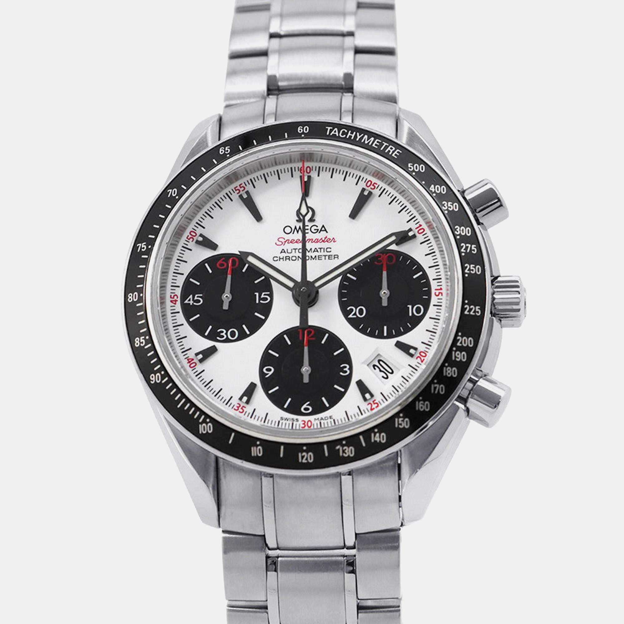 Pre Owned Omega Speedmaster 323.30.40.40.04.001 Automatic White Stainless Steel Men's Wristwatch 40 mm
