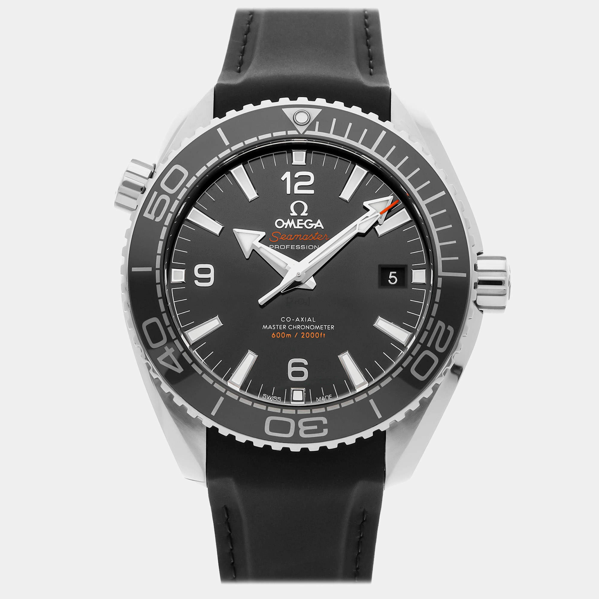 مملوكة مسبقًا ساعة يد رجالية أوميغا سي ماستر بلانيت أوشن 600م 215.33.44.21.01.001 أوتوماتيكية ستانلس ستيل سوداء 43مم مستعملة