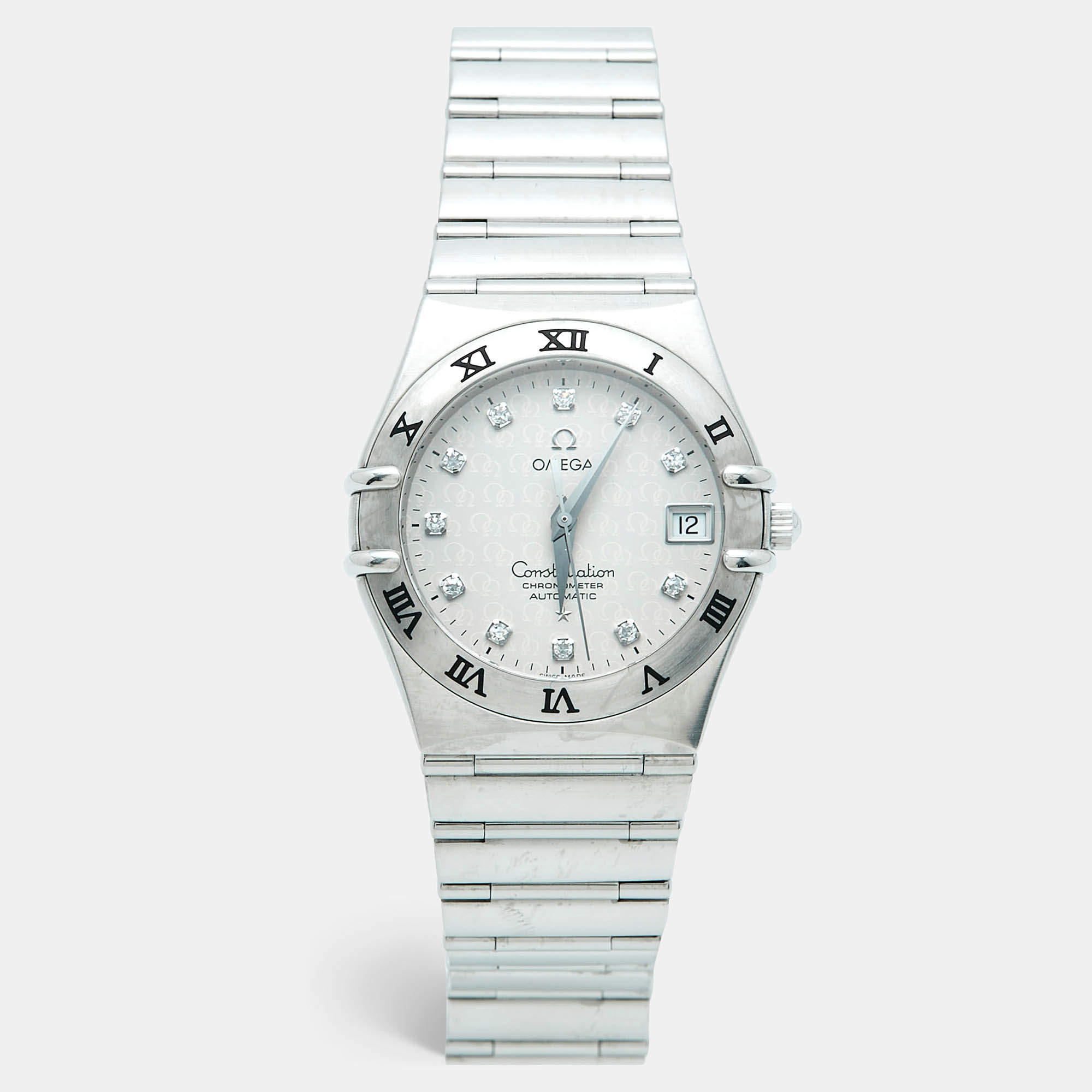 مملوكة مسبقًا Omega Constellation 1504.35.00 Silver Dial Stainless Steel Diamond Men's Wristwatch 35.50 mm