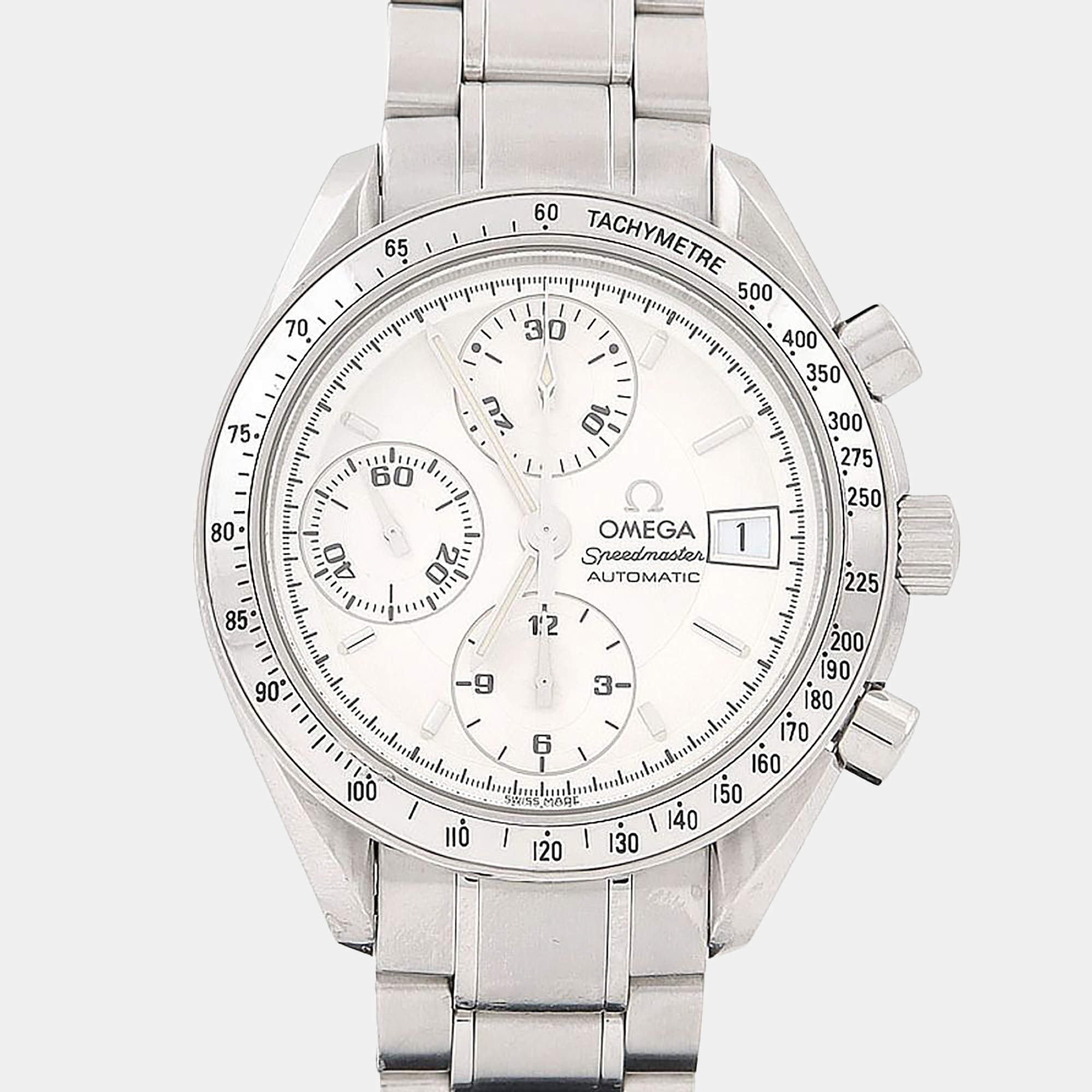 Pre Owned Omega Speedmaster 3513.30 Silver Stainless Steel Automatic Men Wristwatch 39mm