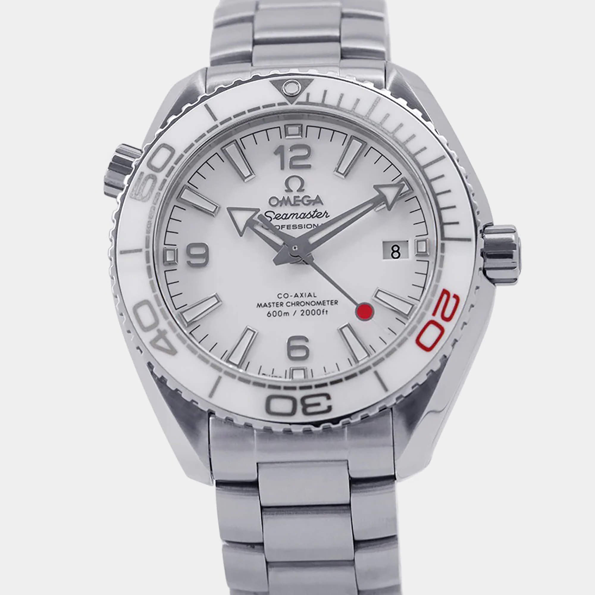 Pre Owned Omega Seamaster Planet Ocean Tokyo Olympics 2020 522.33.40.20.04.001 White Stainless Steel Men's Wristwatch 40mm