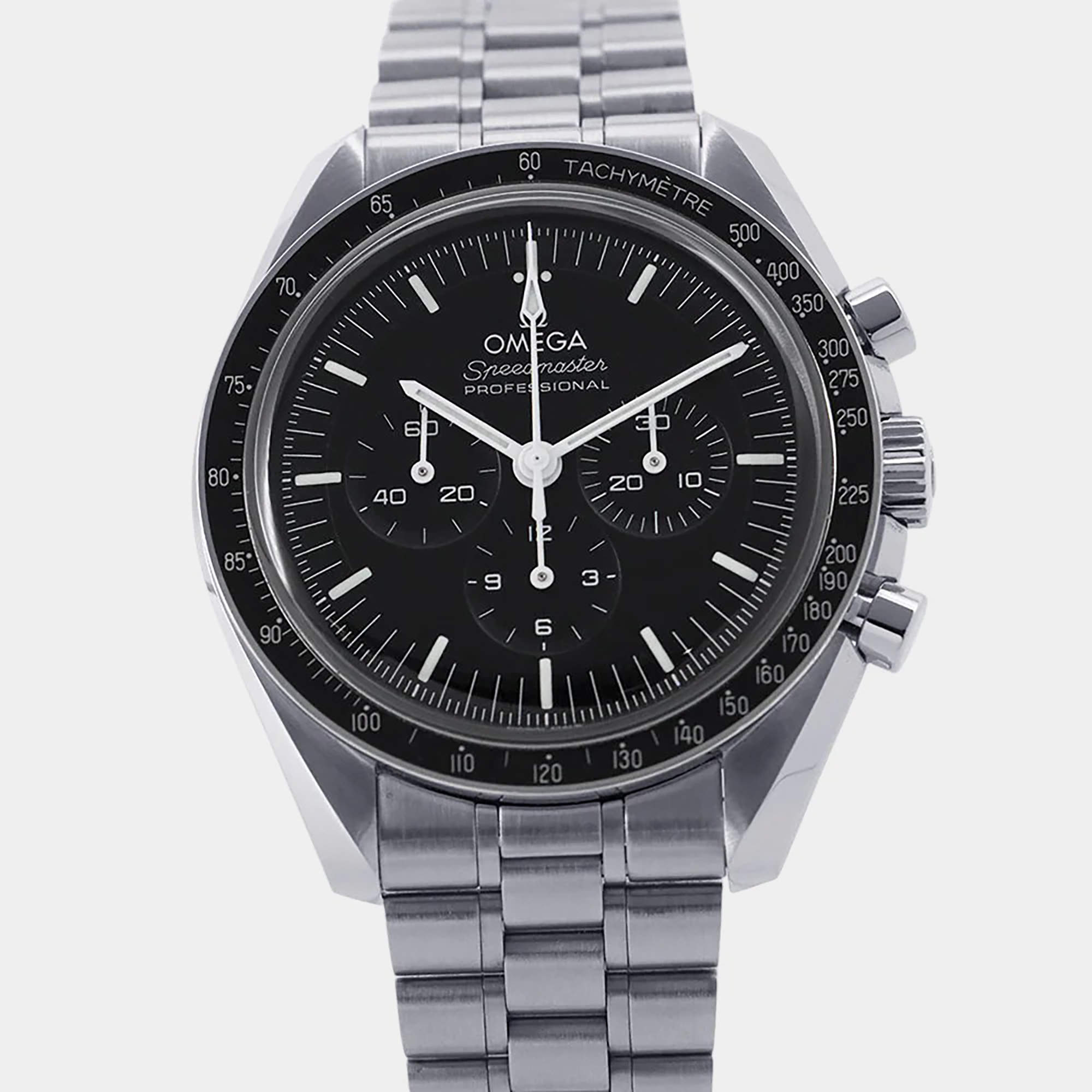 Pre Owned Omega Speedmaster Professional Moonwatch 310.30.42.50.01.001 Black Stainless Steel Manual winding Men's Wristwatch 42mm