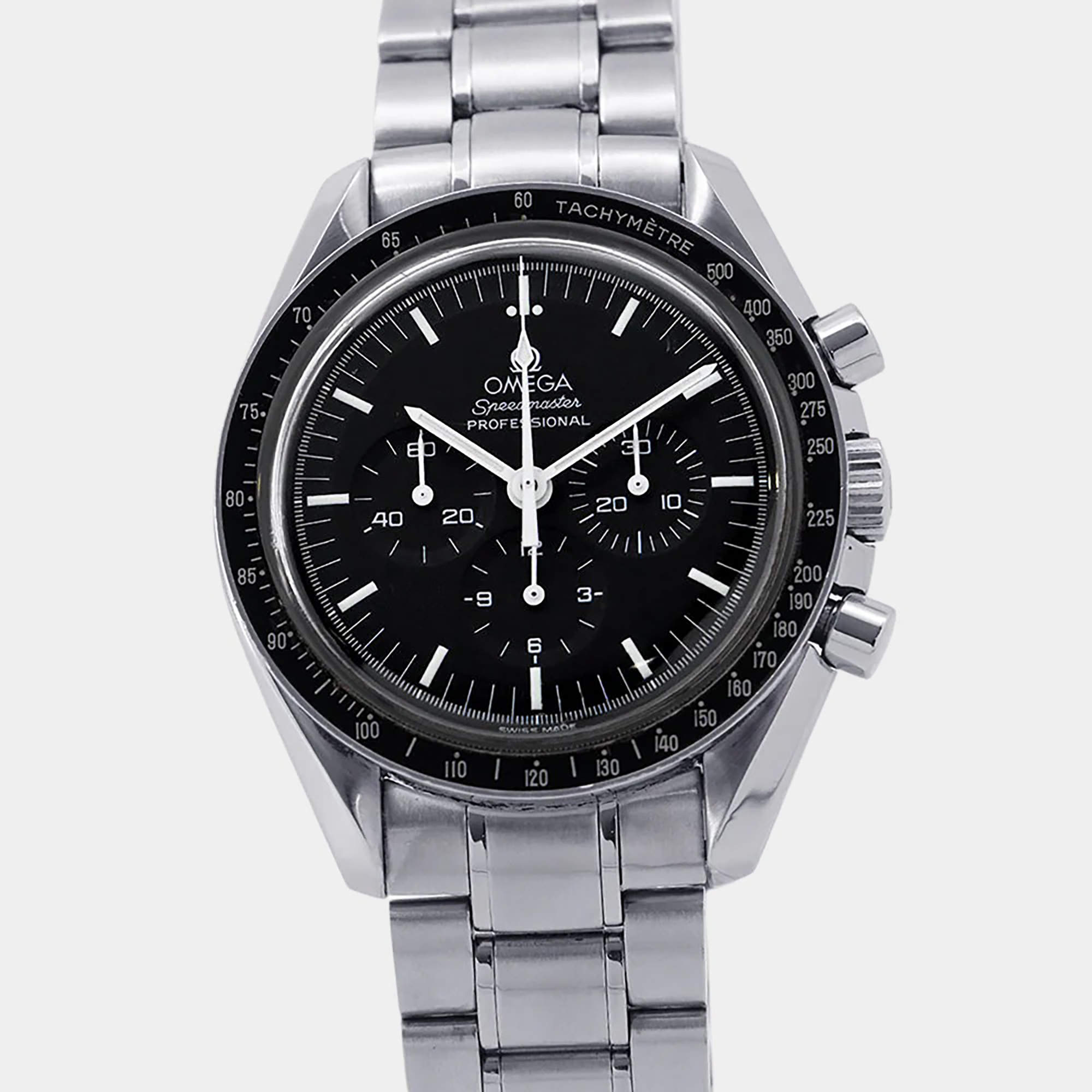 Pre Owned Omega Speedmaster Professional Moonwatch 3570.50.00 Black Stainless Steel Manual Winding Men's Watches 42mm