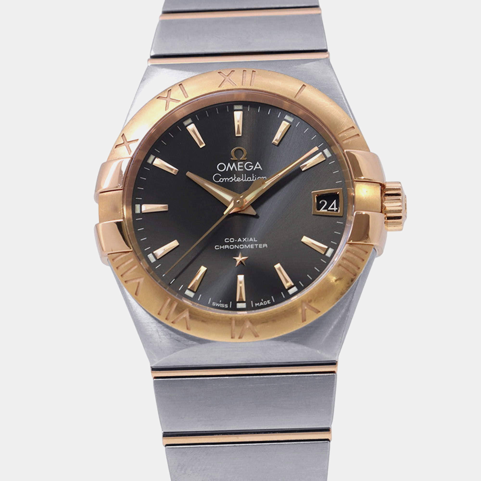 Pre Owned Omega Constellation 123.20.38.21.06.002 Black 18K Yellow Gold, Stainless Steel Automatic Men's Wristwatch 38mm