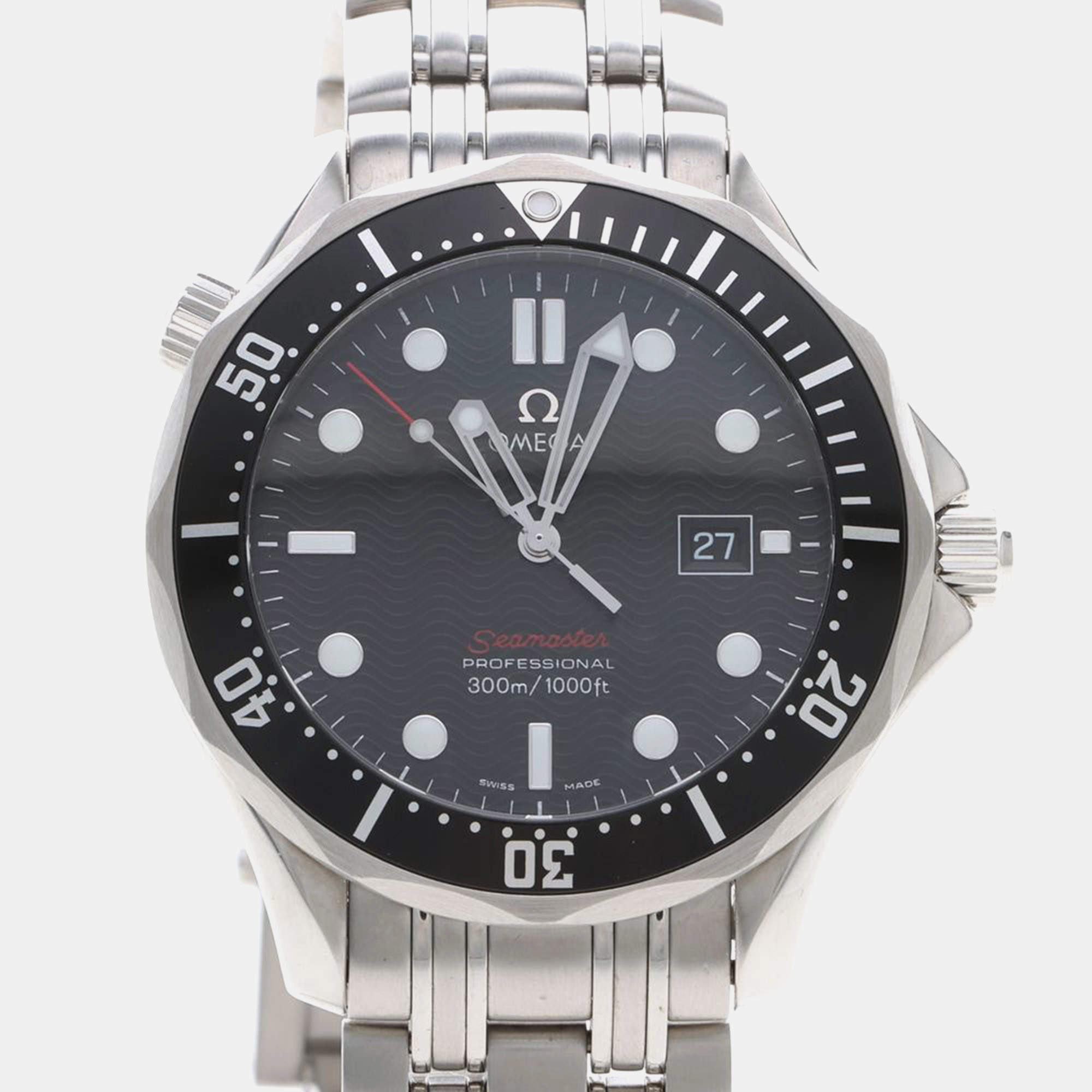 Pre Owned Omega Seamaster 300M 212.30.41.61.01.001 Black Stainless Steel Quartz Men's Wristwatches 41mm