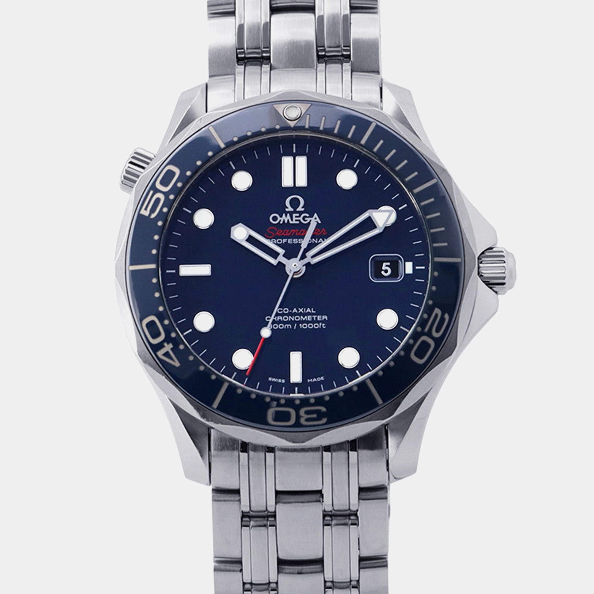 مملوكة مسبقًا Omega Seamaster 212.30.41.20.03.001 Blue Stainless Steel Automatic Men's Watch 41 mm