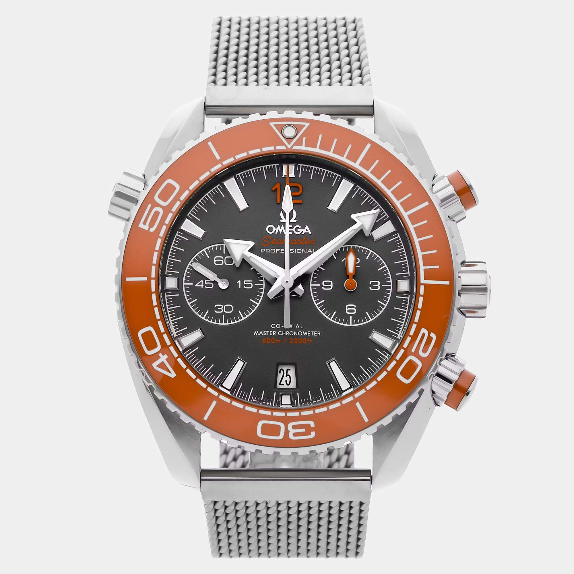 Pre Owned Omega Seamaster Planet Ocean 215.30.46.51.99.001 Grey Stainless Steel Automatic Men's Wristwatch 45mm
