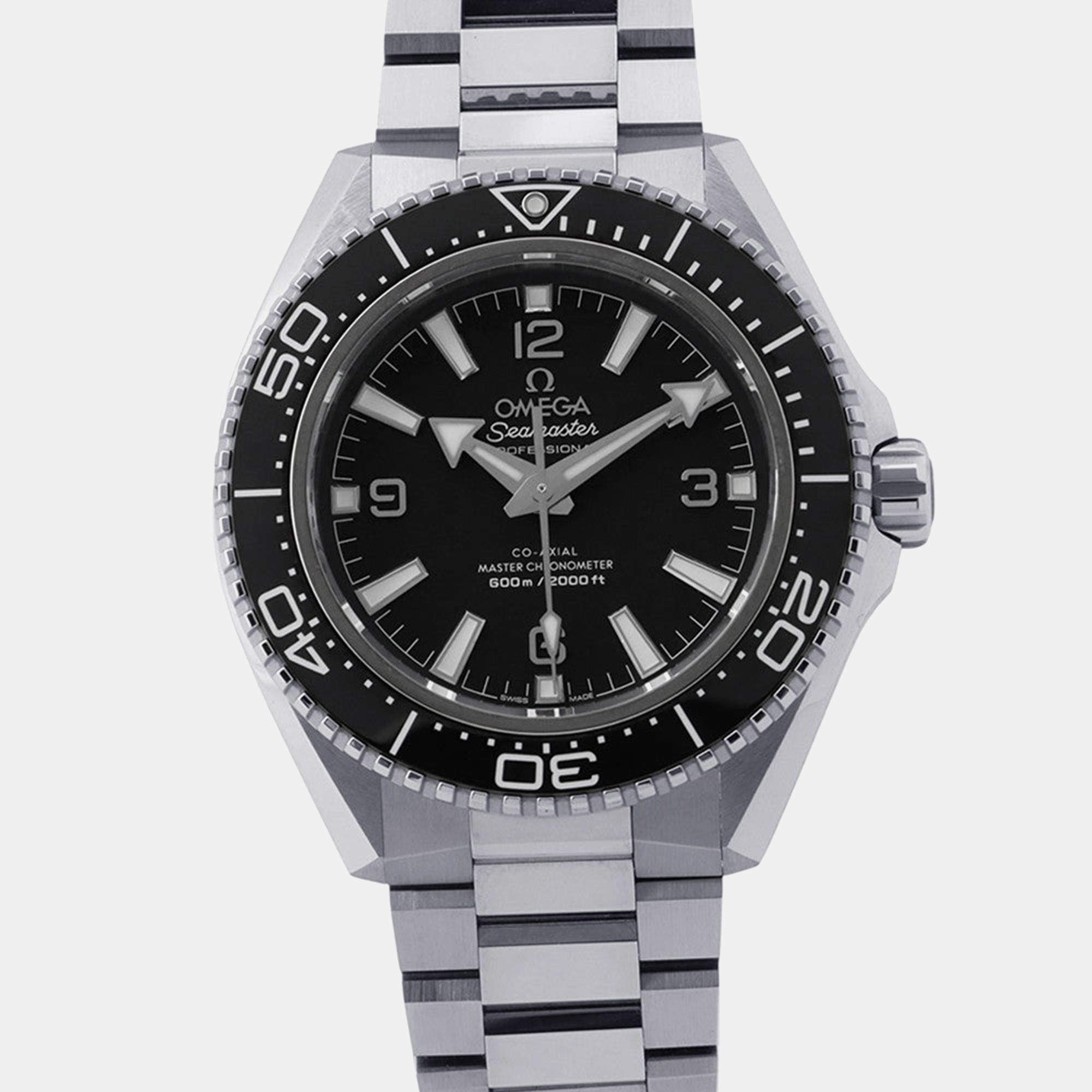 Pre Owned Omega Seamaster Planet Ocean 215.30.44.21.01.001 Black Dial Stainless Steel Automatic Men's Wristwatch 42mm