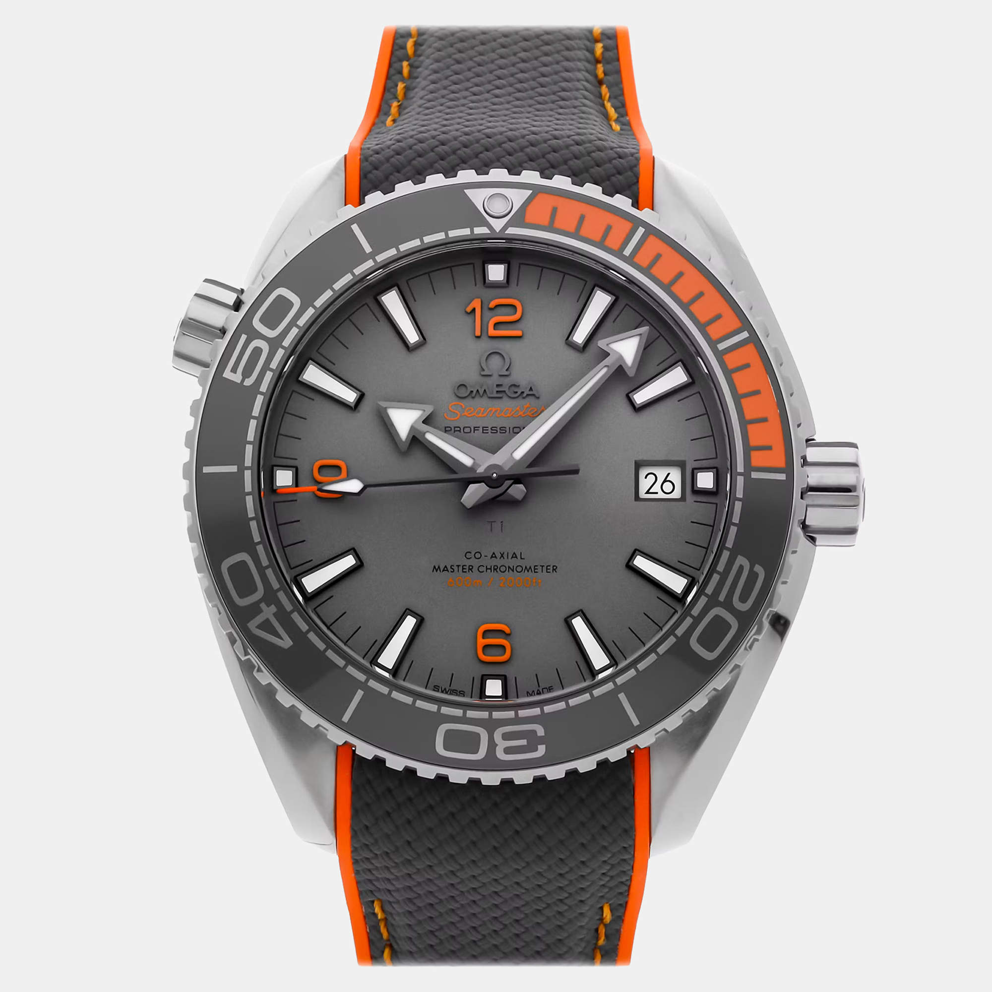 Pre Owned Omega Seamaster Planet Ocean 215.92.44.21.99.001 Grey Titanium Automatic Men's Wristwatch 43mm