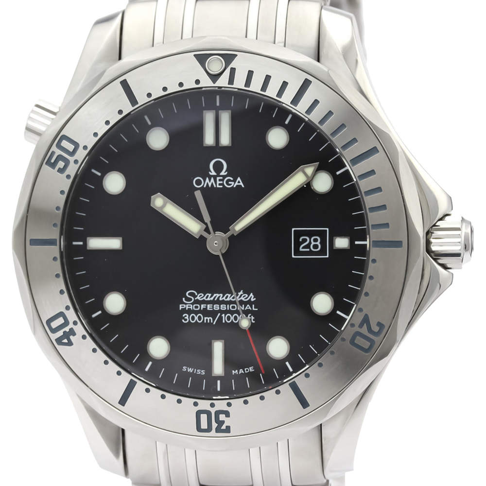 Pre Owned Omega Black Stainless Steel Seamaster Professional 300M 2261.50 Men's Wristwatch 41 MM