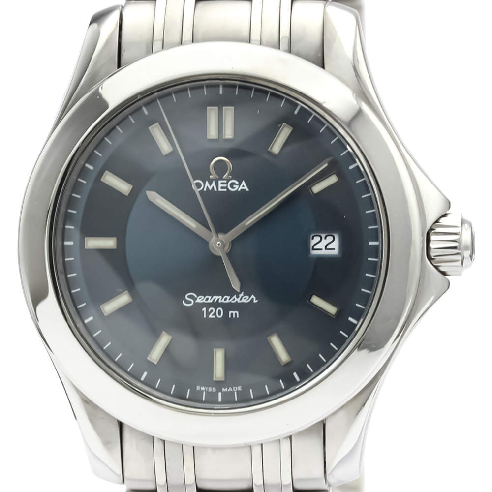 Pre Owned Omega Blue Stainless Steel Seamaster Quartz 2511.82 Men's Wristwatch 36 MM