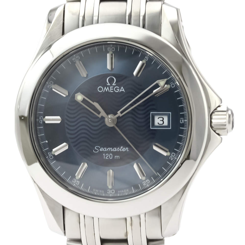 Pre Owned Omega Blue Stainless Steel Seamaster 120M Quartz 2511.81 Men's Wristwatch 36 MM