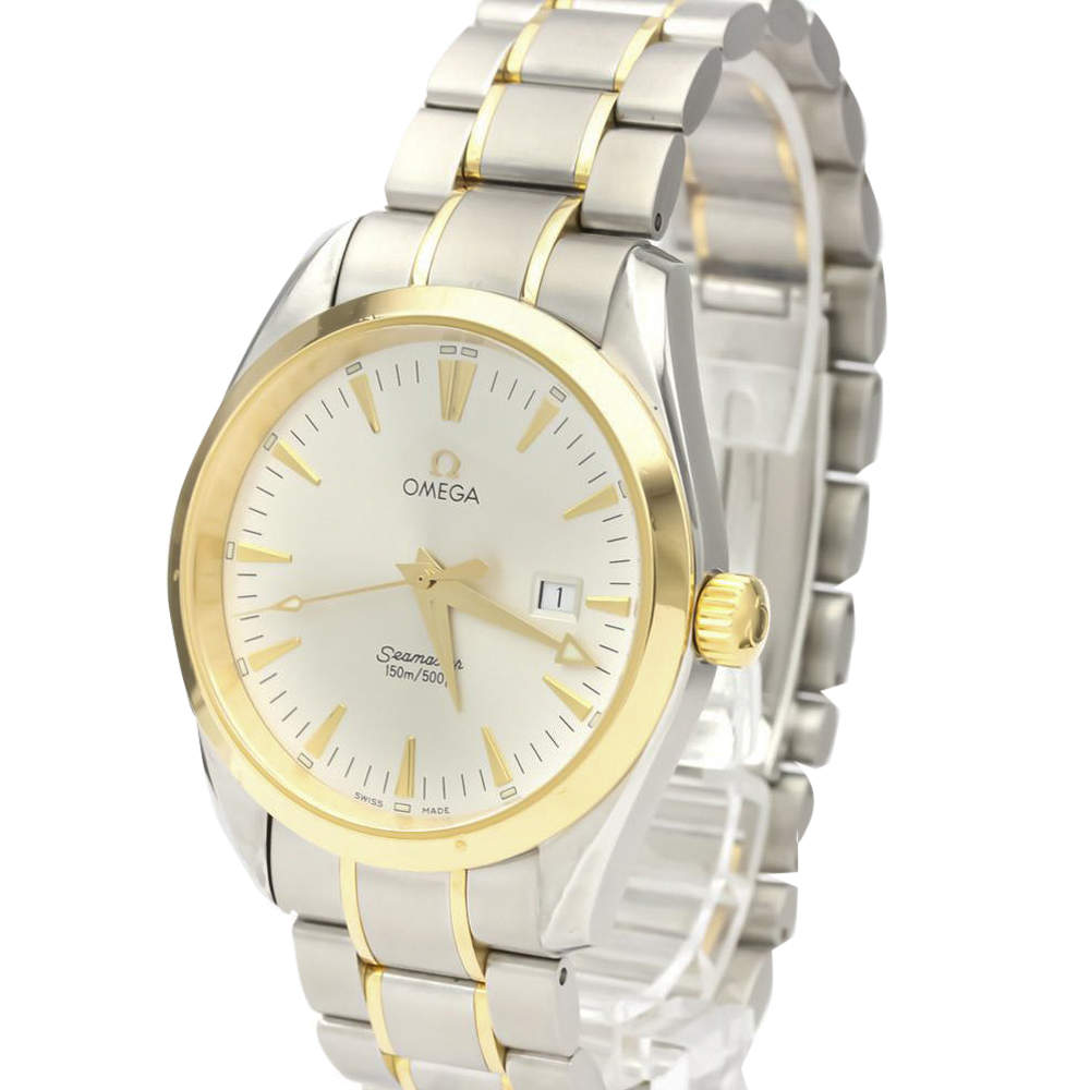 Omega Silver 18K Yellow Gold And Stainless Steel Seamaster Aqua Terra 2317.30 Men's Wristwatch 39 MM