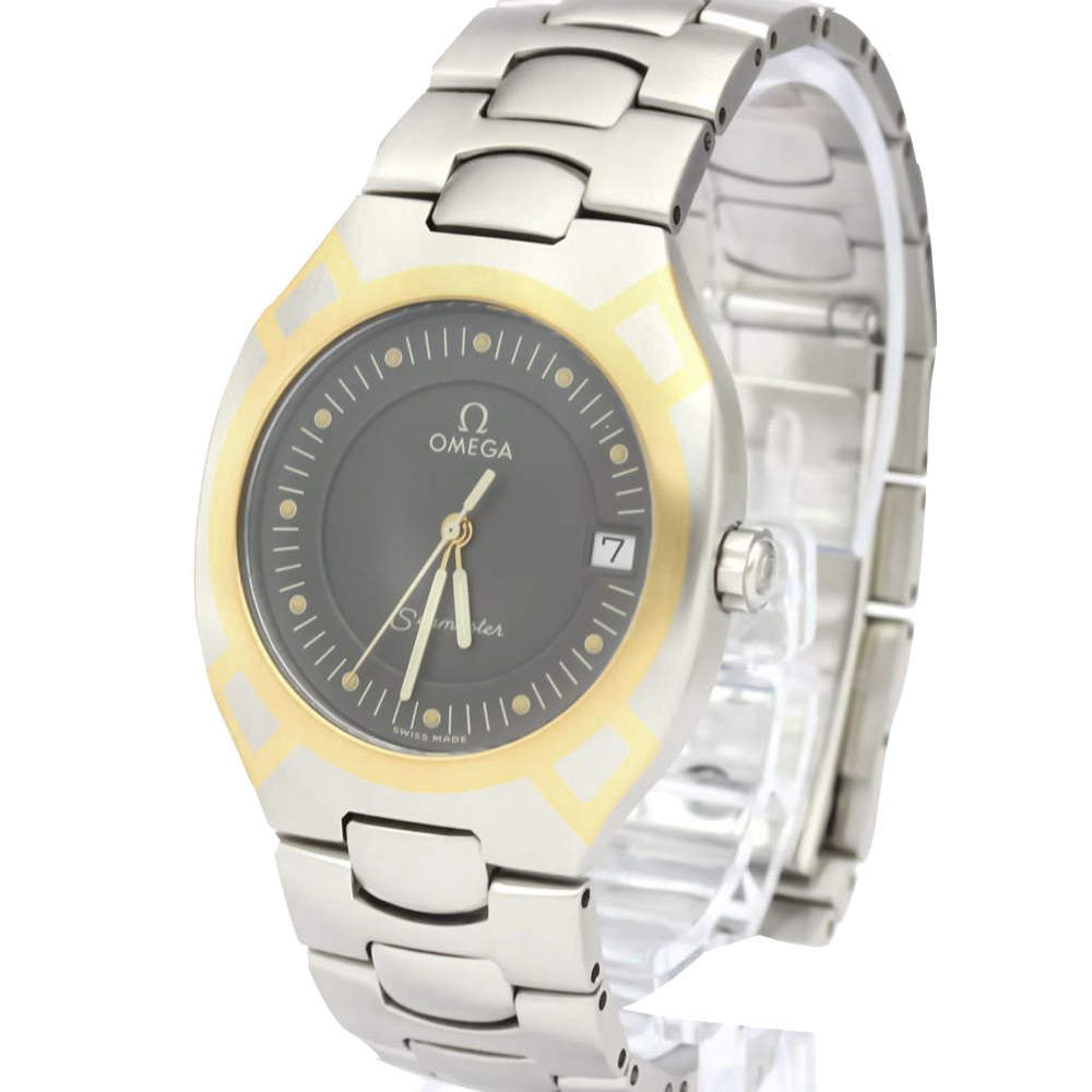 Pre Owned Omega Grey Gold Tone Stainless Steel Seamaster Polaris 396.1022 Women's Wristwatch 31 MM