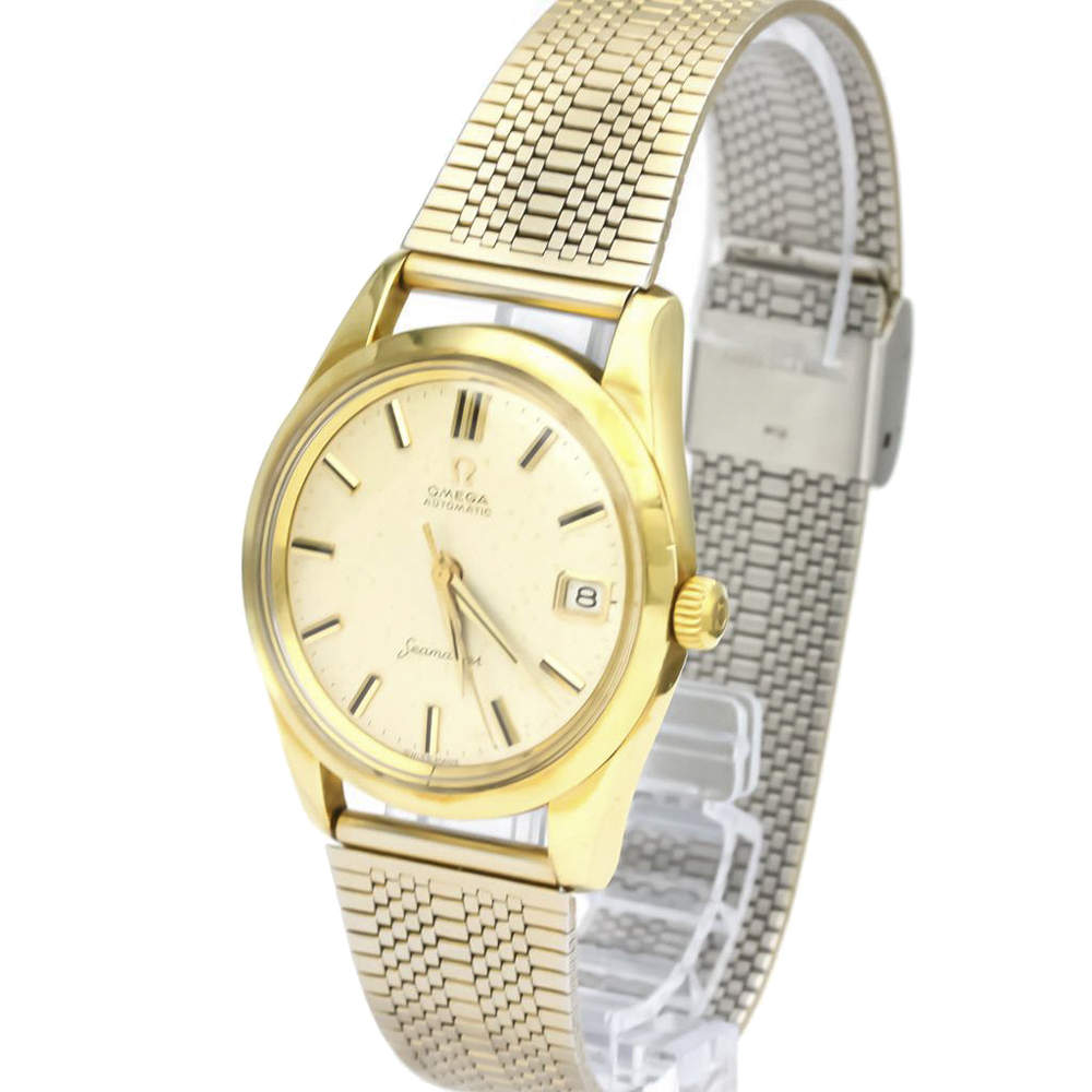 Omega Silver Gold Plated Stainless Steel Seamaster Cal 562 Vintage 14763 Men's Wristwatch 35 MM