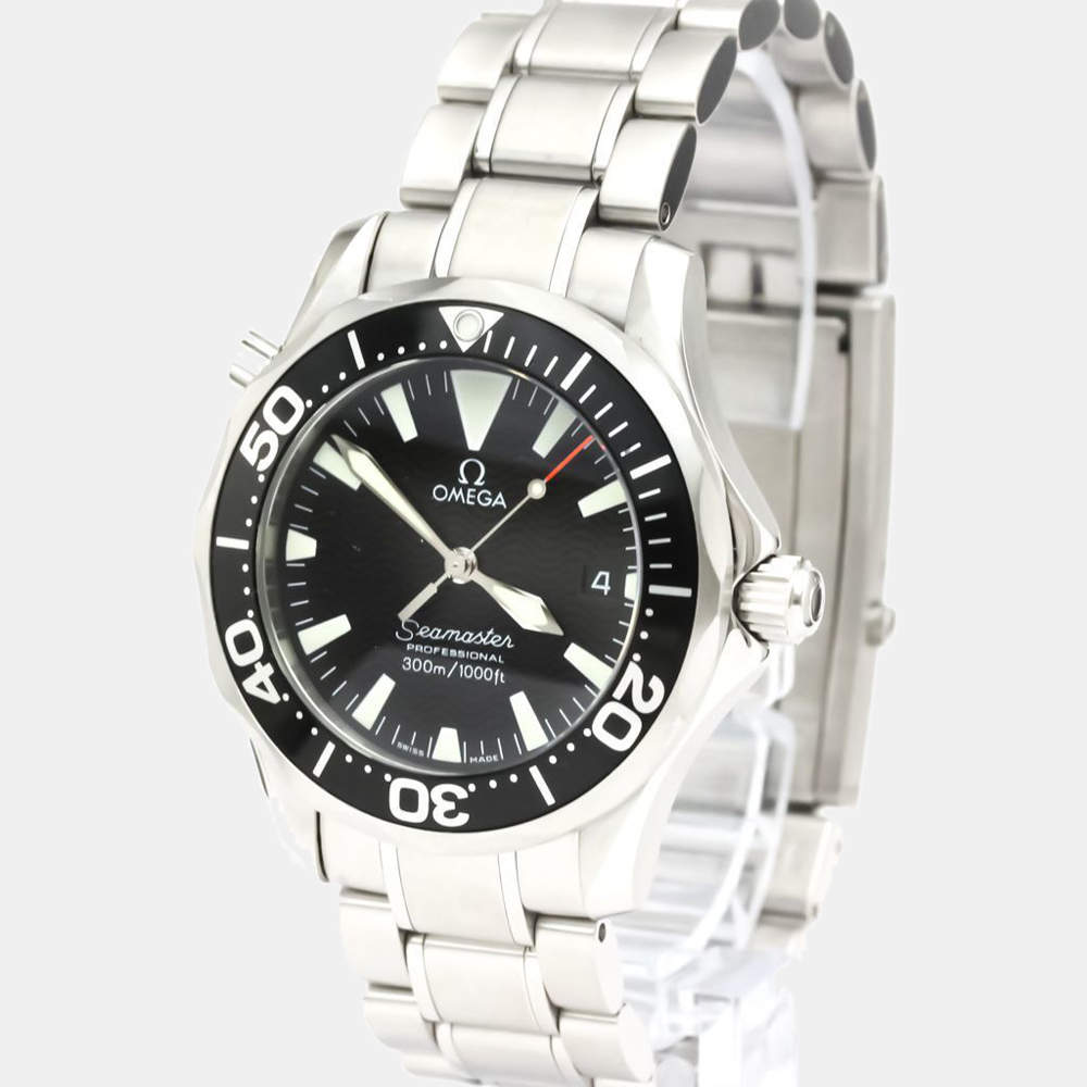 Pre Owned Omega Black Stainless Steel Seamaster James Bond 2262.50.00 Men's Wristwatch 26 MM