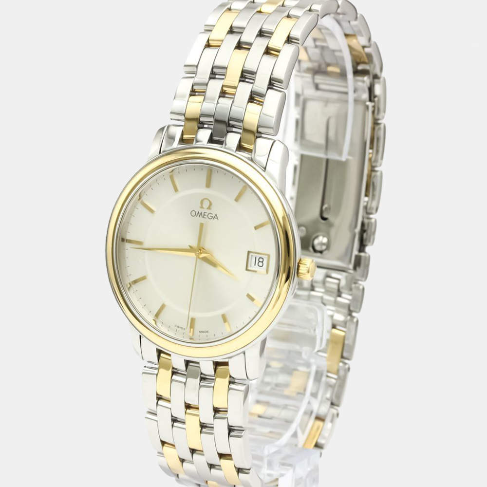 Omega Silver 18K Yellow Gold And Stainless Steel De Ville Prestige Quartz 4310.31 Men's Wristwatch 34 MM