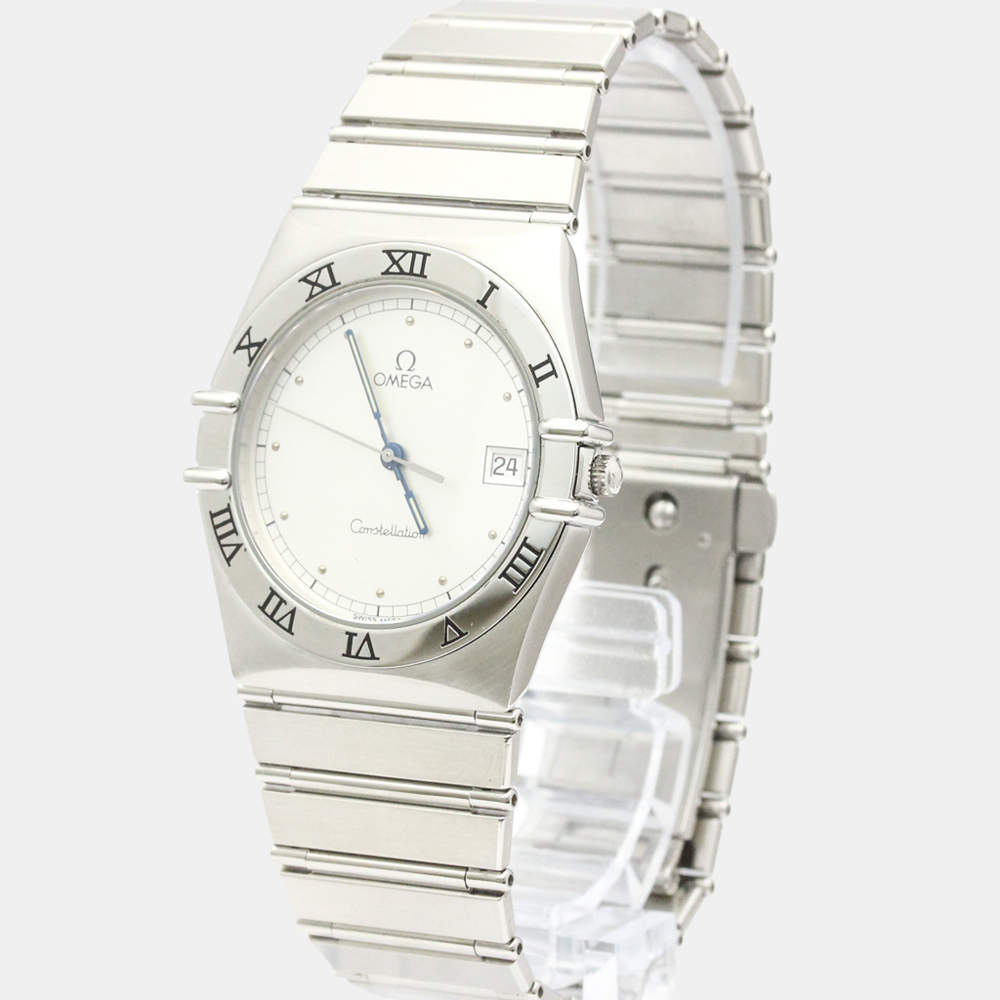 Omega Silver White Stainless Steel Constellation 396.1070 Women's Wristwatch 33 MM