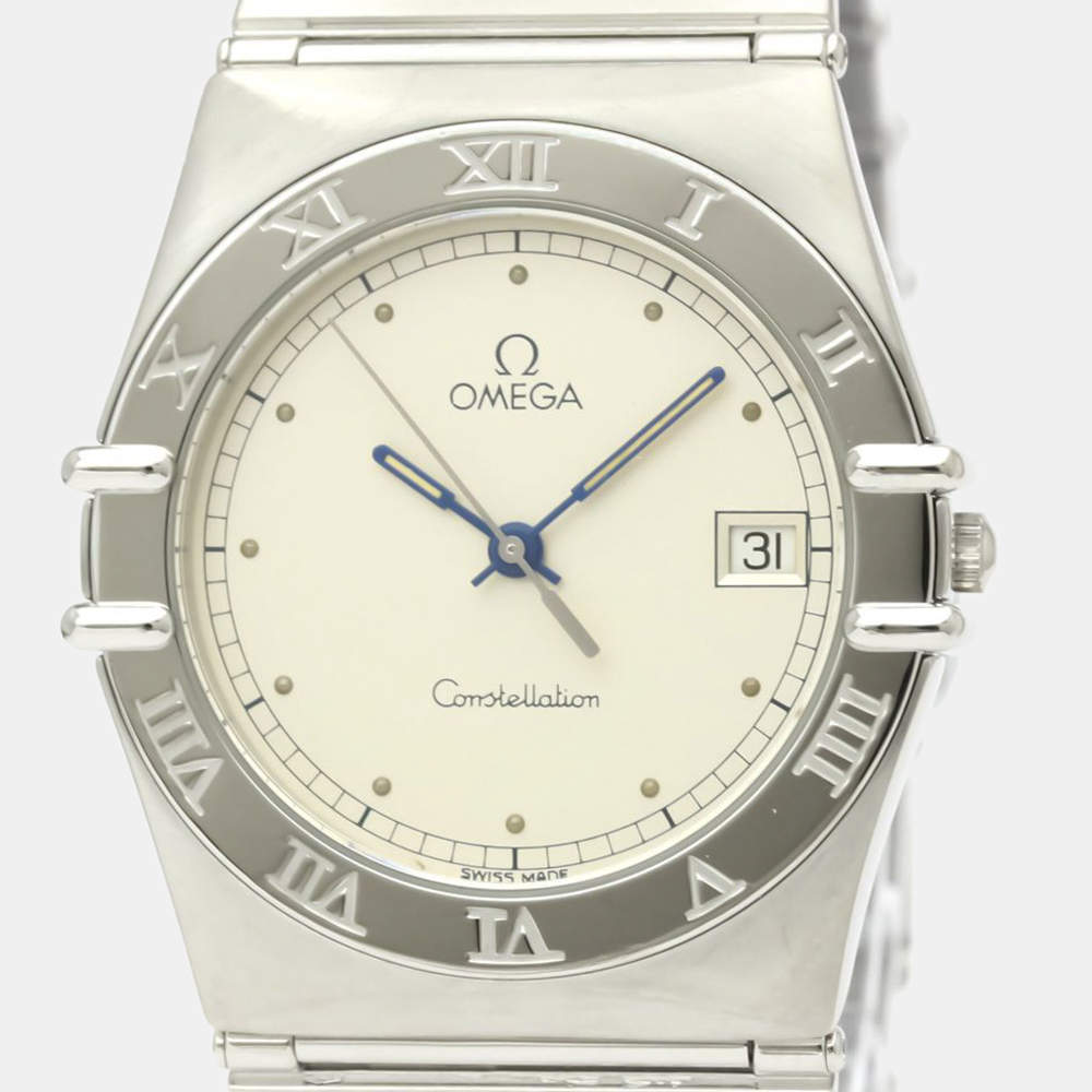 Pre Owned Omega Silver Stainless Steel Constellation Quartz 396.1070 Men's Wristwatch 33 mm