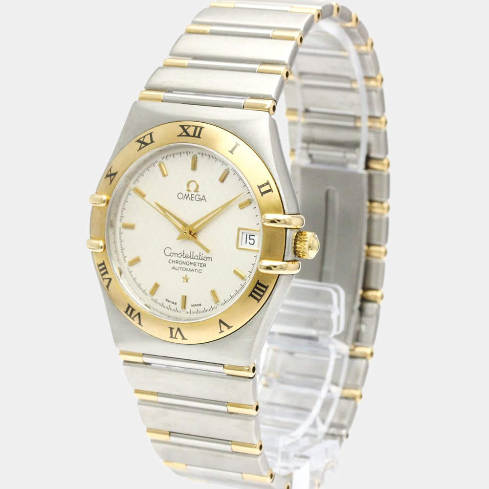 Omega Silver 18K Yellow Gold And Stainless Steel Constellation 1302.30 Automatic Men's Wristwatch 36 mm