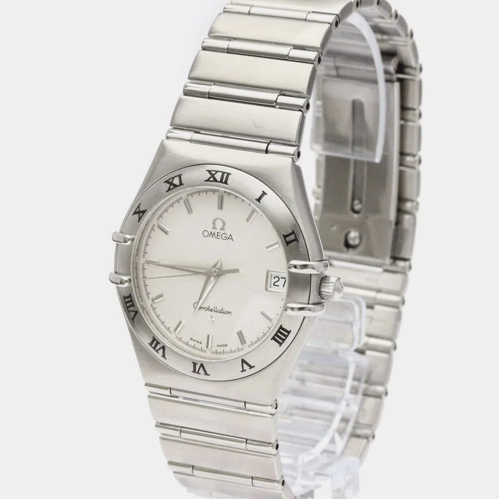 Pre Owned Omega Silver Stainless Steel Constellation 1512.30 Quartz Men's Wristwatch 33 mm