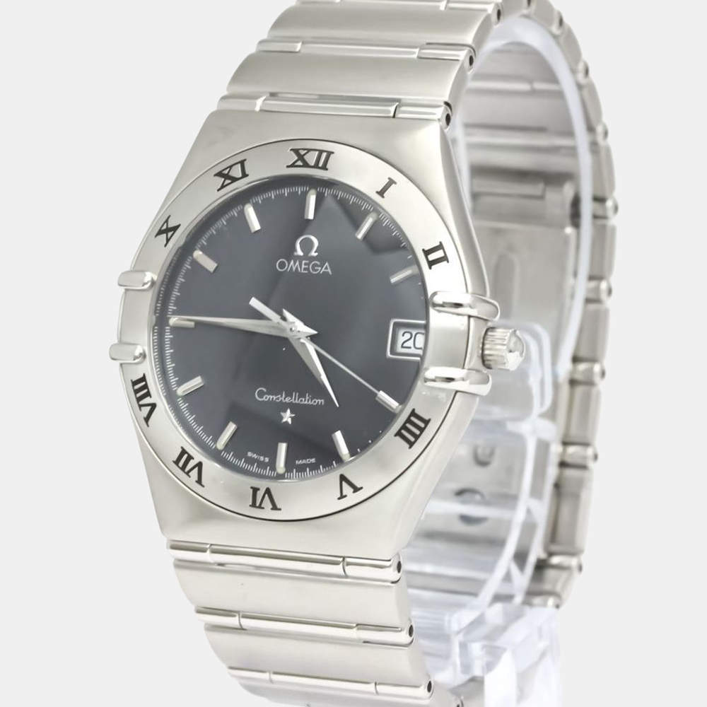 Pre Owned Omega Grey Stainless Steel Constellation 1512.40 Quartz Men's Wristwatch 33 mm