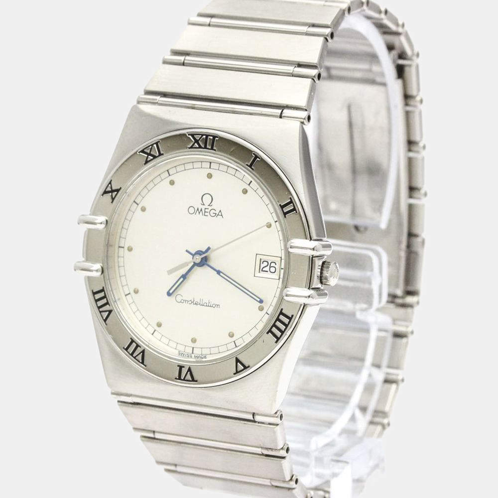 Omega Silver Stainless Steel Constellation 396.1070 Quartz Men's Wristwatch 33 mm