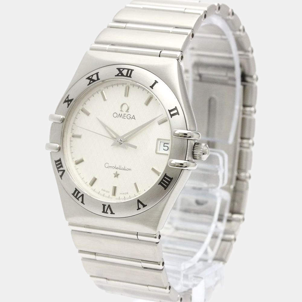 Pre Owned Omega Silver Stainless Steel Constellation 1512.30 Quartz Men's Wristwatch 33 mm