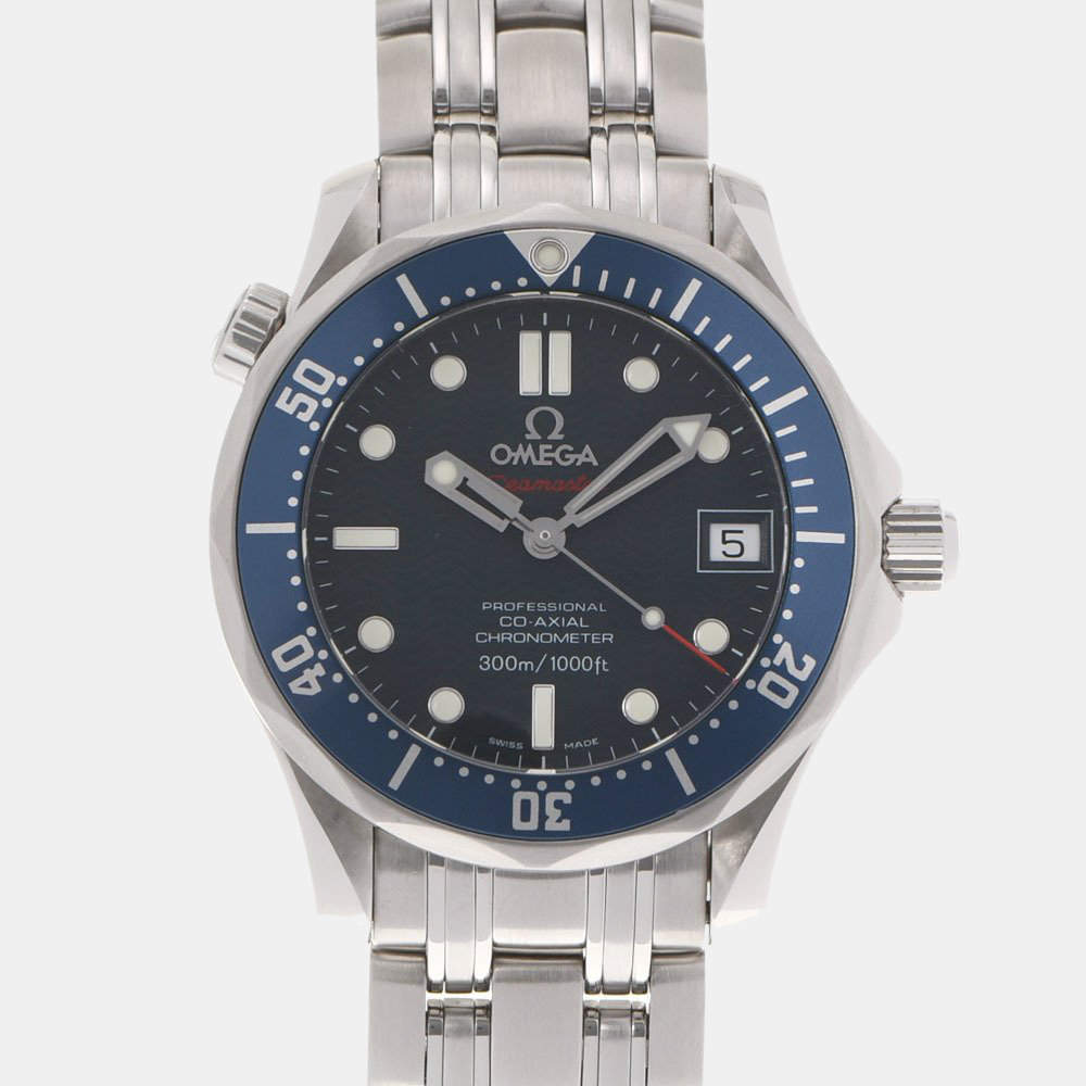 Pre Owned Omega Blue Stainless Steel Seamaster Professional 2222.80 Automatic Men's Wristwatch 36 mm