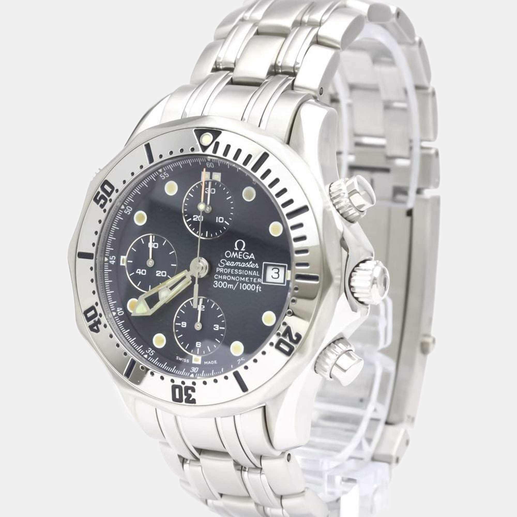 Omega Blue Stainless Steel Seamaster Professional 2598.80 Automatic Men's Wristwatch 42 mm