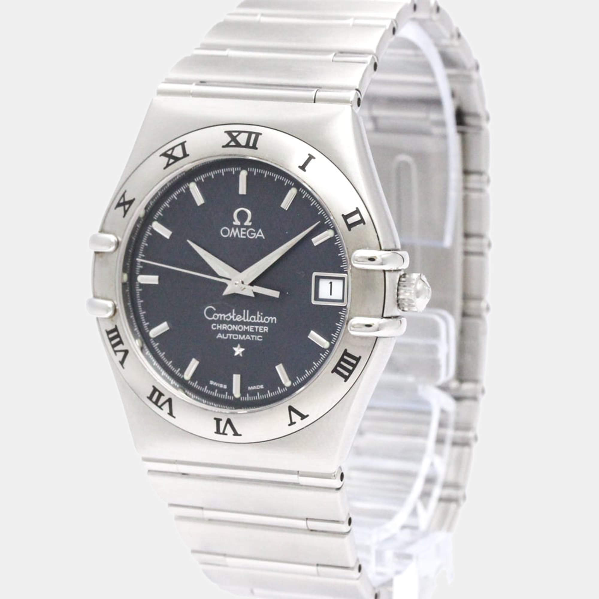 Pre Owned Omega Grey Stainless Steel Constellation 1502.40 Automatic Men's Wristwatch 35 mm