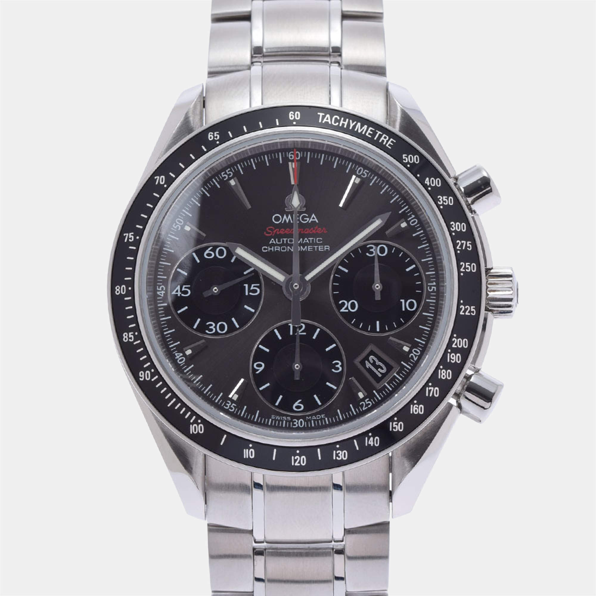 Pre Owned Omega Grey Stainless Steel Speedmaster Date 323.30.40.40.06.001 Automatic Men's Wristwatch 40 mm
